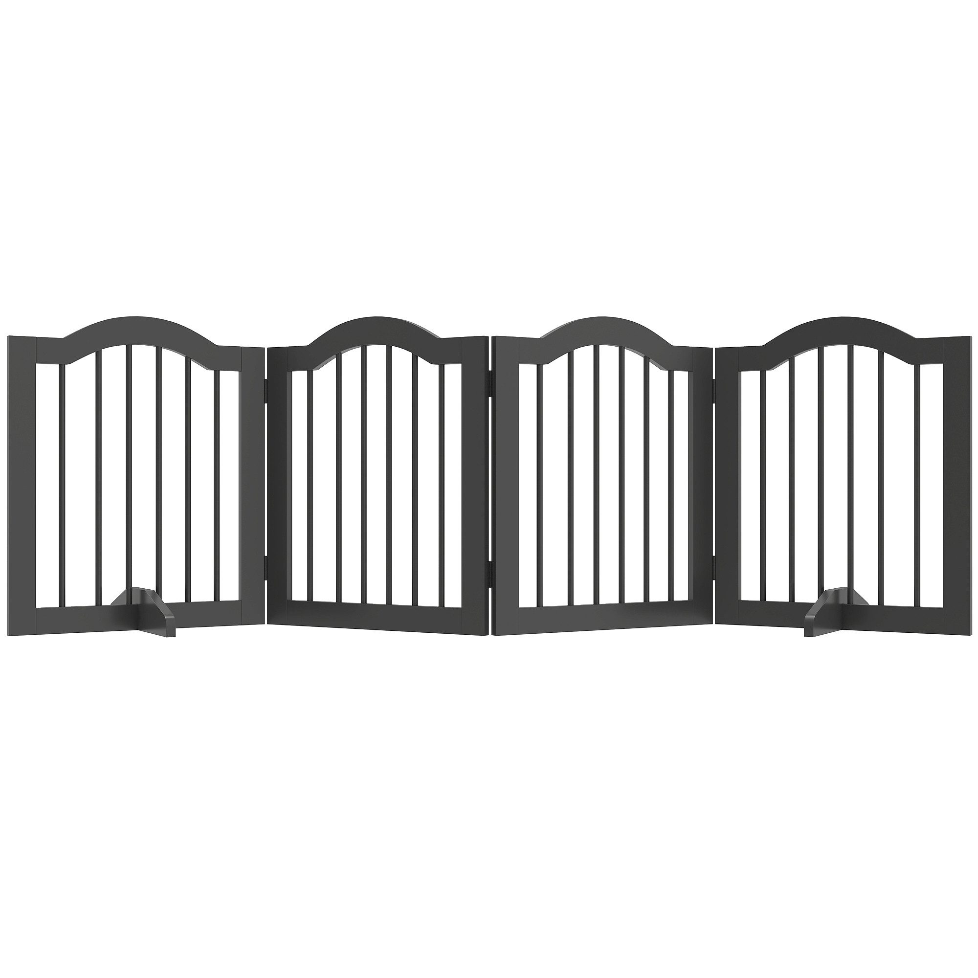 PawHut Hundegitter mit Füßen (Klappbar Absperrgitter, 1 St., Freistehendes Schutzgitter), für Treppen, Türen, Küche, Flur, 4 Paneelen, Schwarz