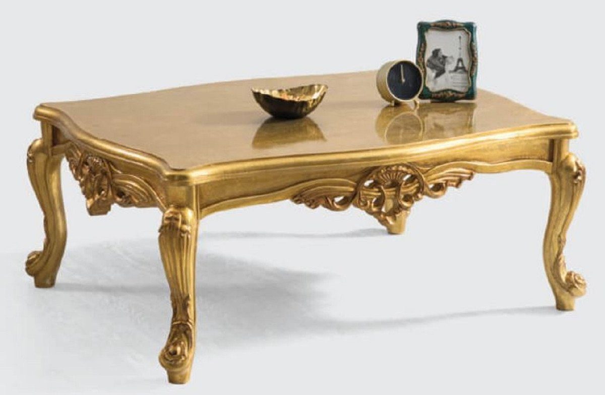 Casa Padrino Couchtisch Luxus Barock Couchtisch Gold 120 x 90 x H. 55 cm - Handgefertigter Massivholz Wohnzimmertisch im Barockstil - Prunkvolle Barock Möbel