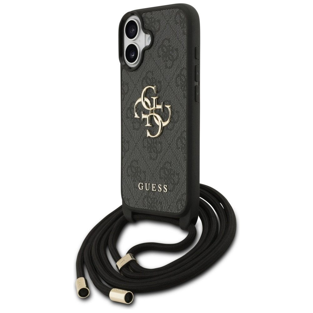 Guess Handyhülle Crossbody Handykette Schutzhülle, Crossbody-Band, Guess Monogram, goldfarbenes Logo