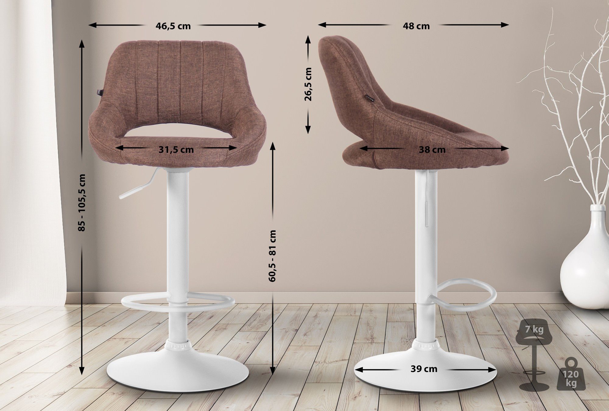 CLP Barhocker Milet Stoff (2er Set, günstig online kaufen