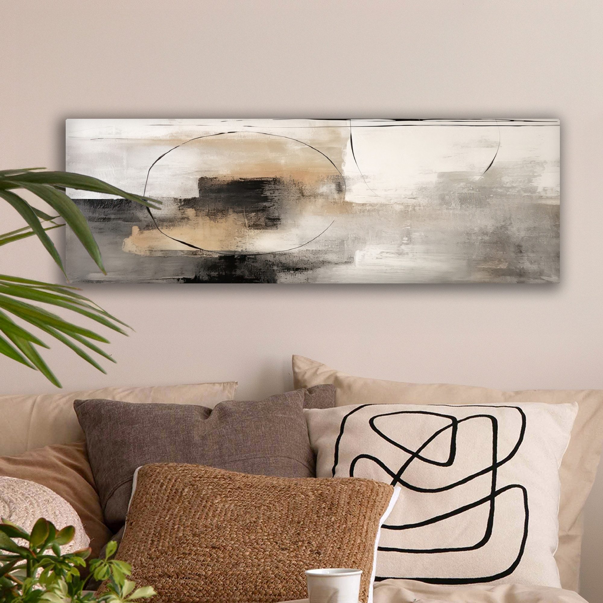 OneMillionCanvasses® Leinwandbild Panorama Kunst - Abstrakt - Grau - Industriell, Fotodruck (1 St), Wandbild, Deko Schlafzimmer Wohnzimmer Flur 60x20 cm