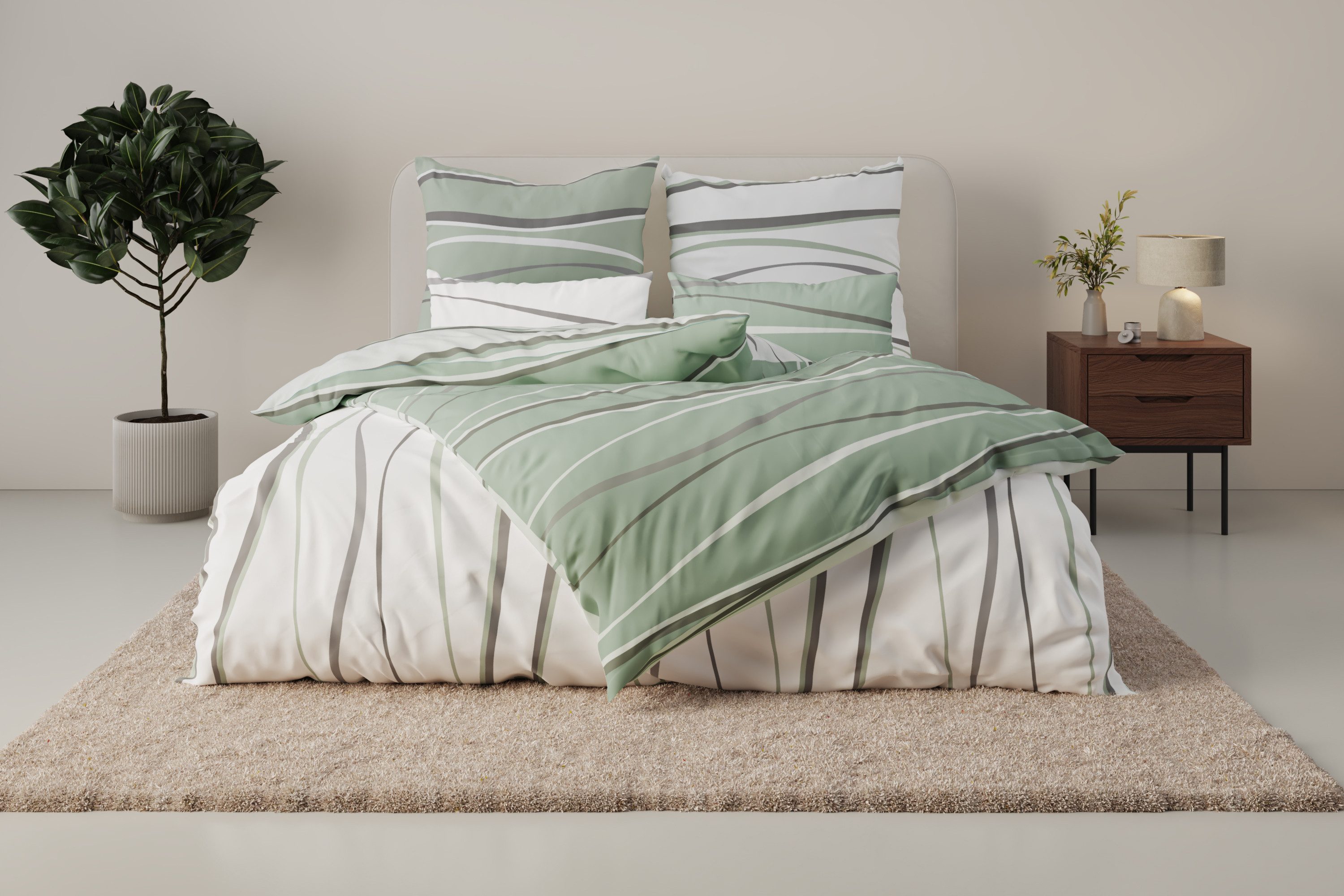 OTTO home Wendebettwäsche Alvara, Linon, 2 teilig, in Gr. 135x200 oder 155x220 cm, 100% Baumwolle, grafisches Motiv