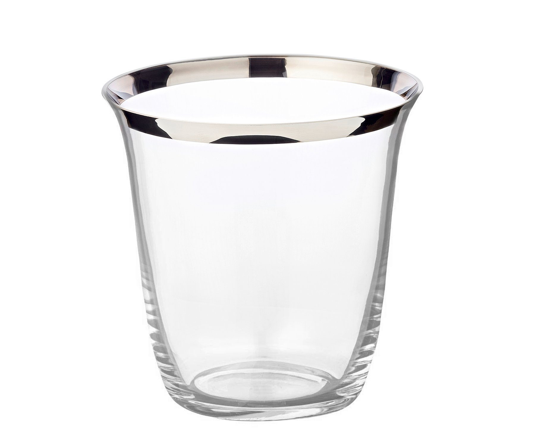 EDZARD Dekovase Toby, Vase für Pampasgras und frische Blumen, Glasvase, Platinrand, Ø 22cm