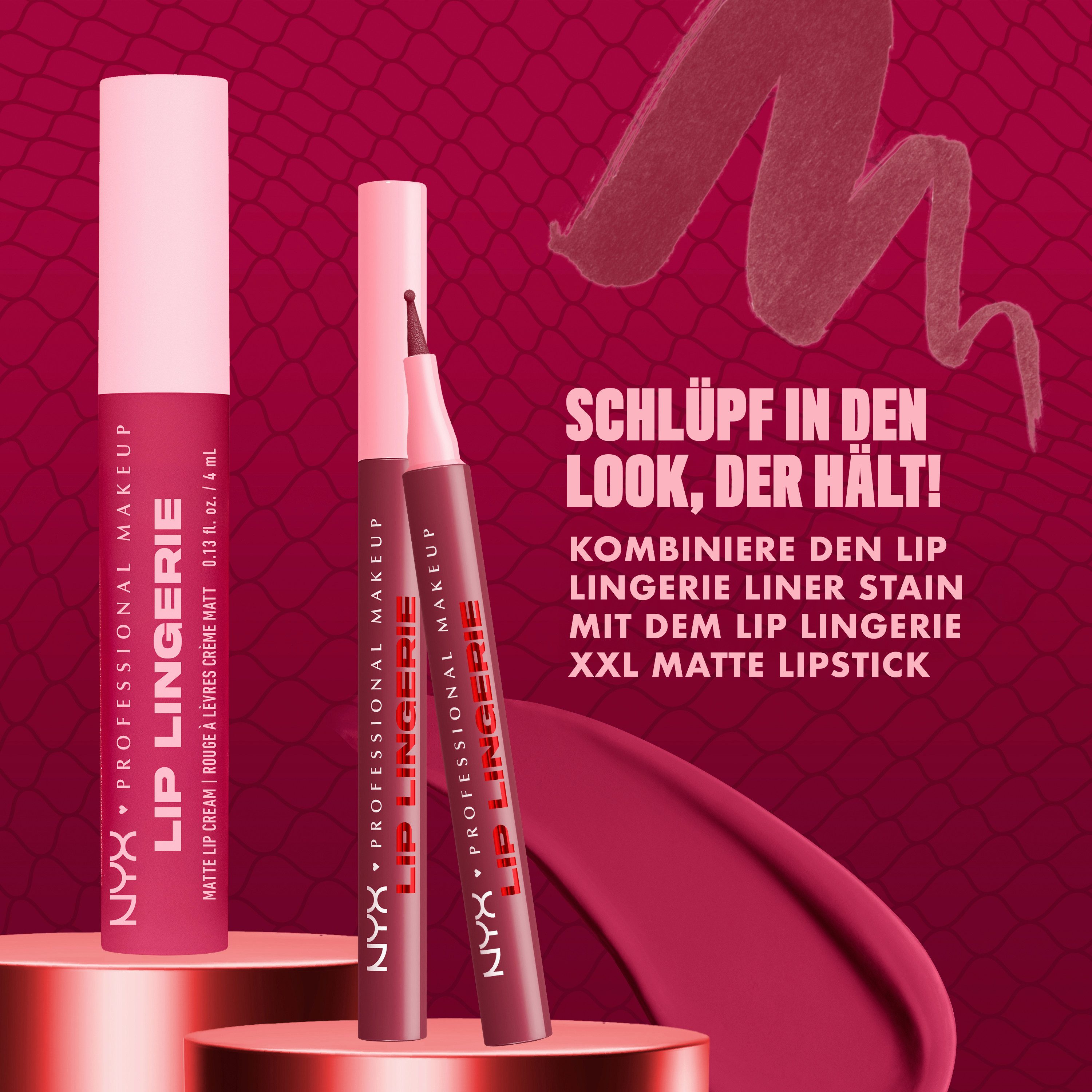 NYX PROFESSIONAL MAKEUP Lippenstift LIP LINGERIE LIP LINER STAIN, wisch- und wasserfesten Halt, mit präziser Filzkugelspitze – Bild 3 von 5