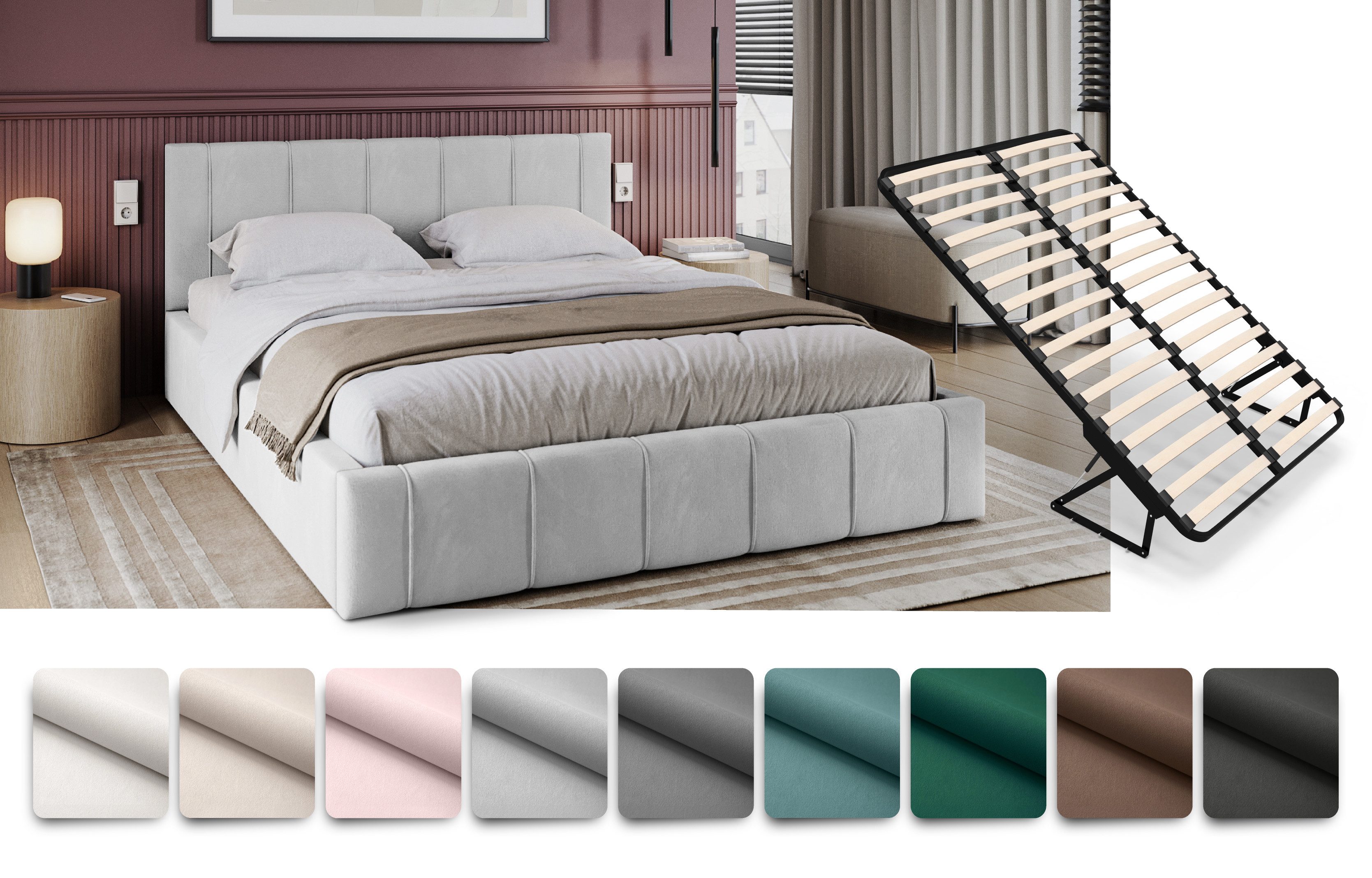 FDM Polsterbett FLORIDA Bettgestell 90x200, 120x200, günstig online kaufen