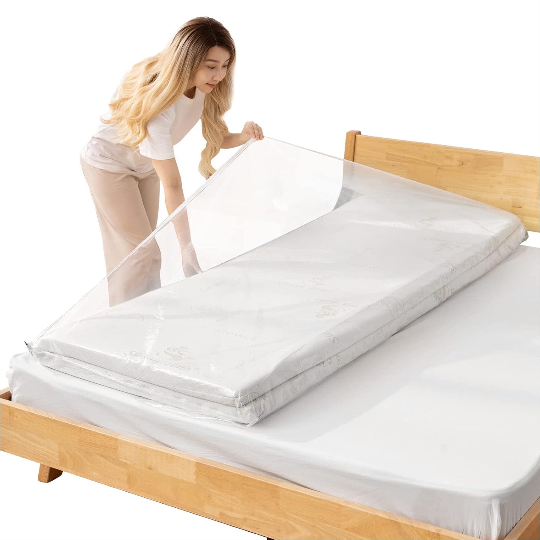 Mutig Kleidersack 2 Stück Große Vacuum Bag, Vakuumbeutel für Matratzen bis 220*100cm (für Schaumstoff, Gel & Latexmatratzen, 2 St., Vakuumbeutel Matratze vakuumieren) verschließbar