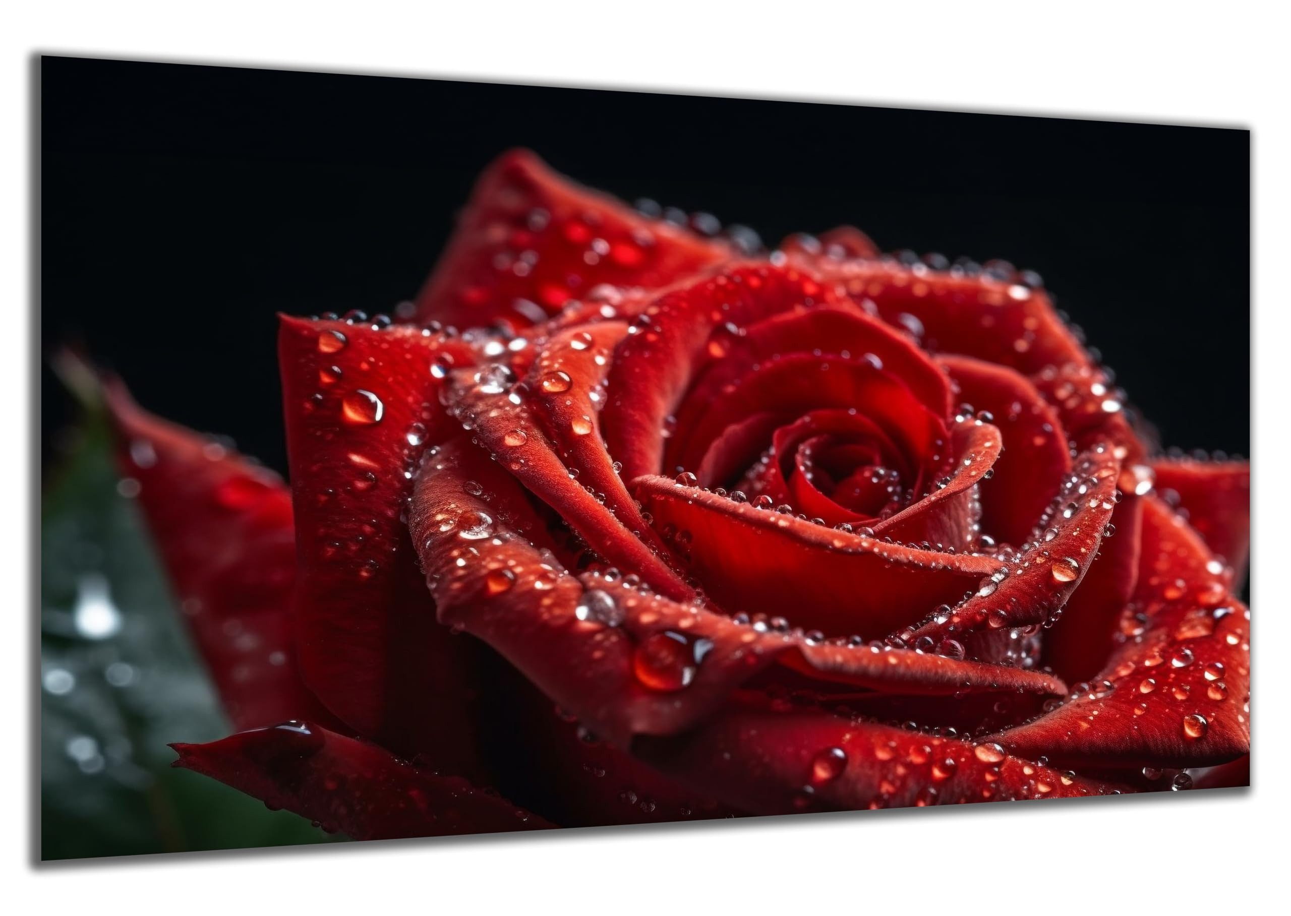 DARO Design Wandbild Rote Rosen Wandbilder Wand Deko Bilder Geschenk Leinwandbild, (Nahaufnahme rote Rose - Bild klein Wohnzimmer Schlafzimmer Büro Flur Esszimmer Einteilig Querformat Fotodruck Rosen), 30x20 cm