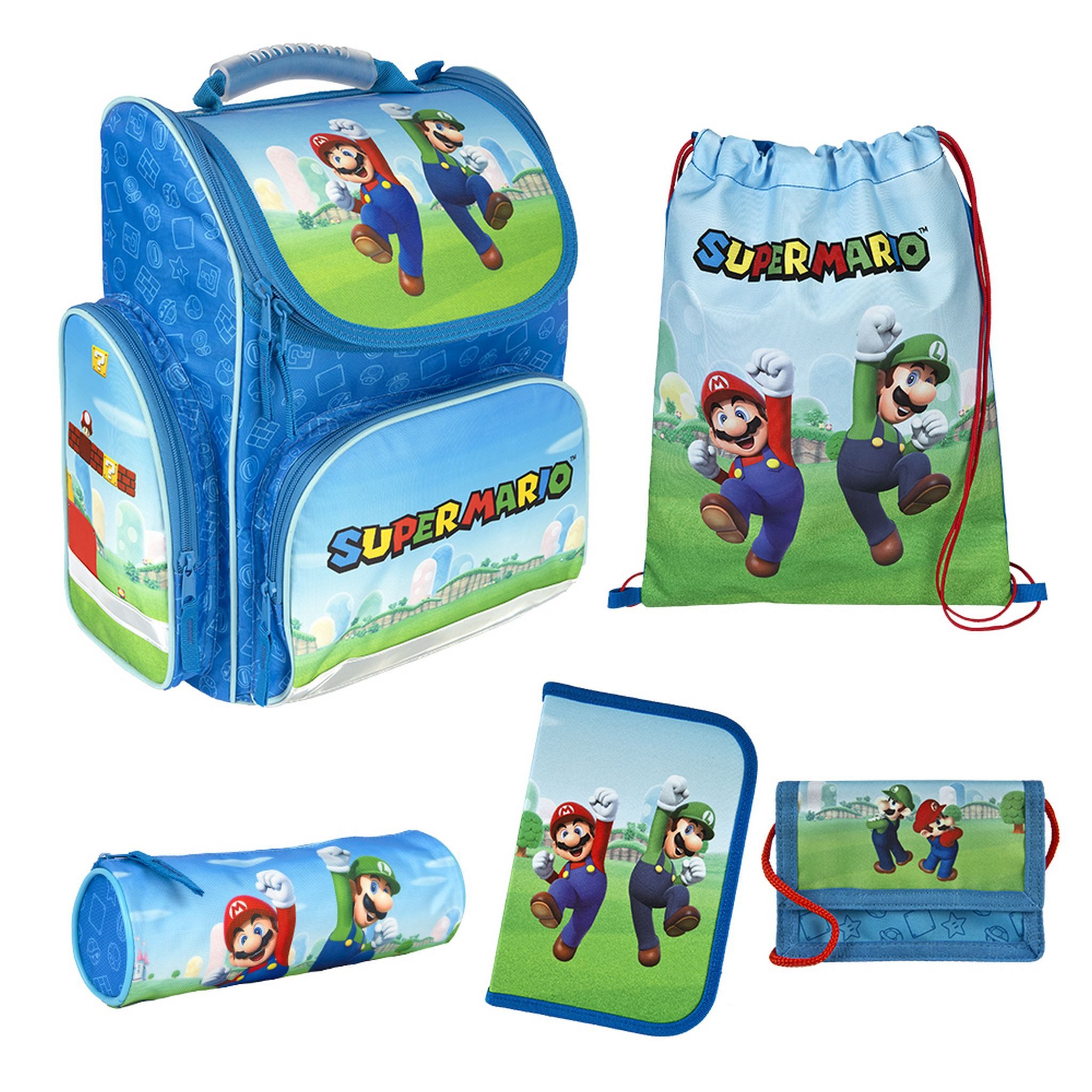 UNDERCOVER Schulranzen Undercover CLOU Schulranzen Set, 5-teilig Super Mario
