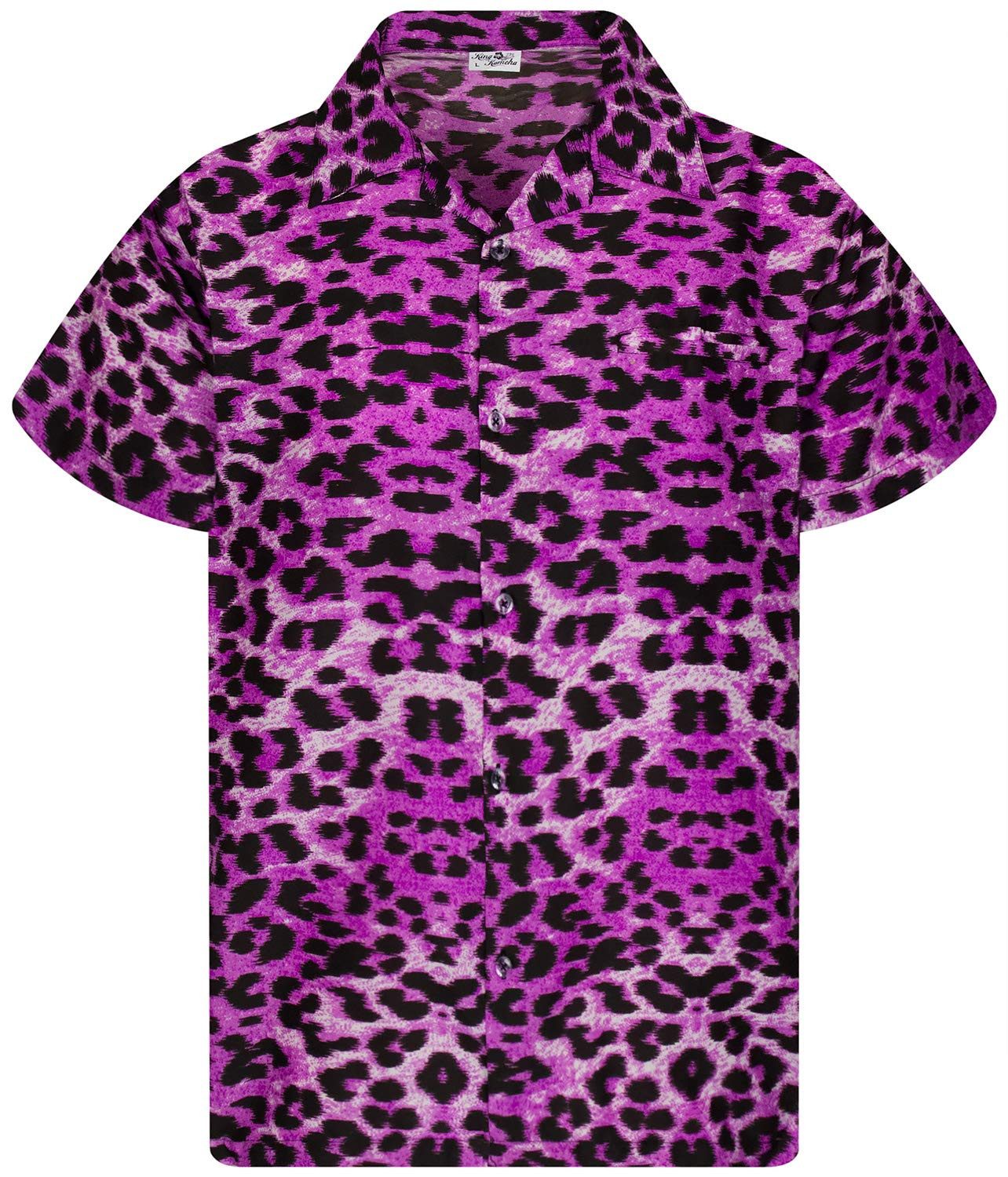 King Kameha Hawaiihemd Leopard Kids Funky Hawaii-Hemd Kinder Kurzarm Front-Tasche Unisex