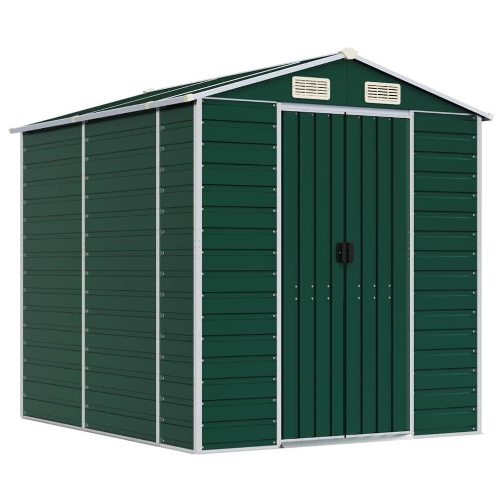 vidaXL Gartenhaus Gerätehaus Grün 191x215x198 cm Verzinkter Stahl