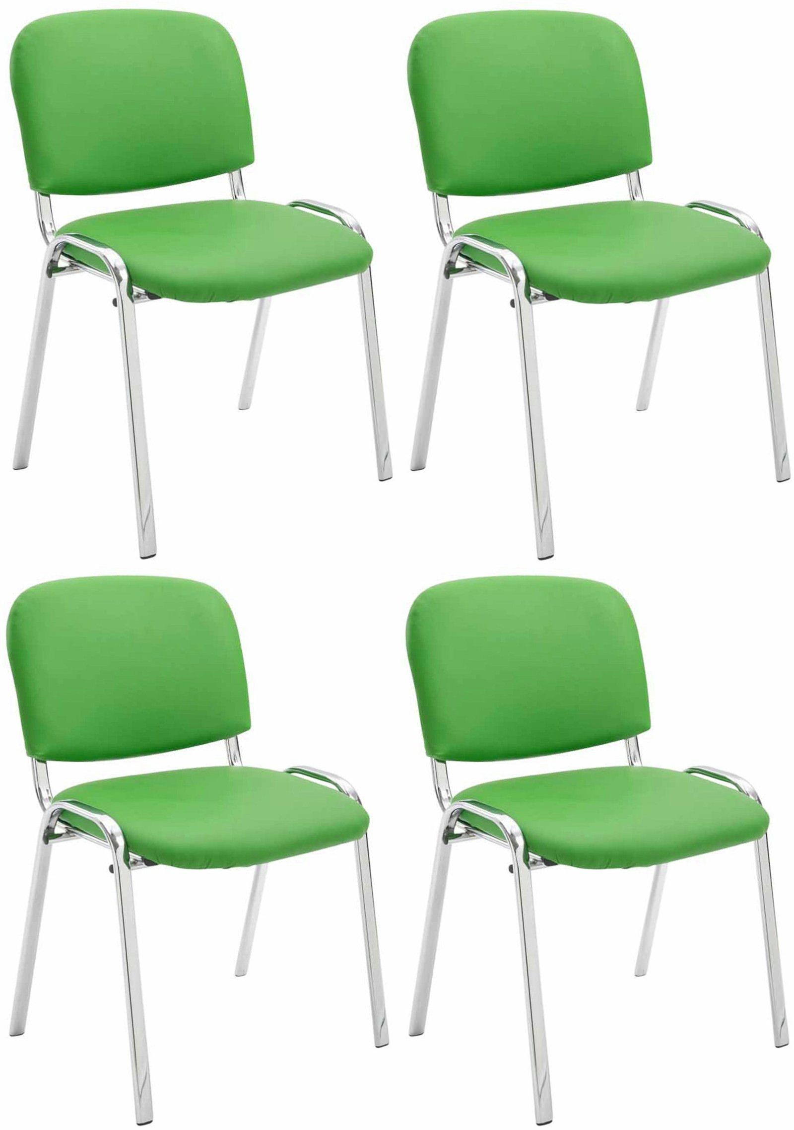 CLP Besucherstuhl Ken Chrom Kunstleder (4er Set), Gepolsterter Sitz