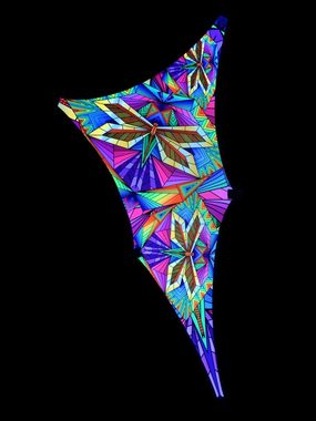 Wandteppich Schwarzlicht Segel Dreieck S "Neon Polygon Dragonfly Left" 1,25x1,75m, PSYWORK, UV-aktiv, leuchtet unter Schwarzlicht