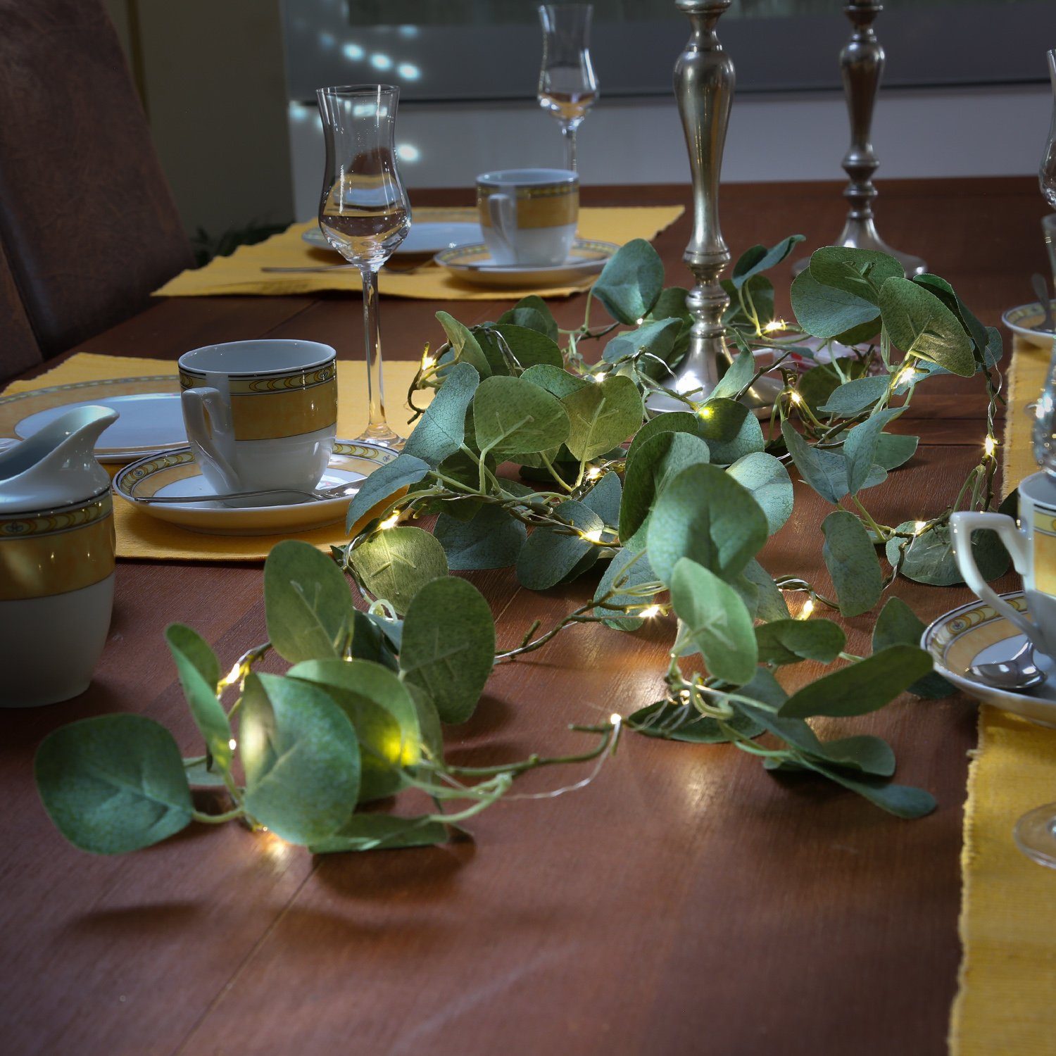 MARELIDA LED-Lichterkette Eukalyptus Batteriebetrieb Timer grüne Blätter Ti günstig online kaufen