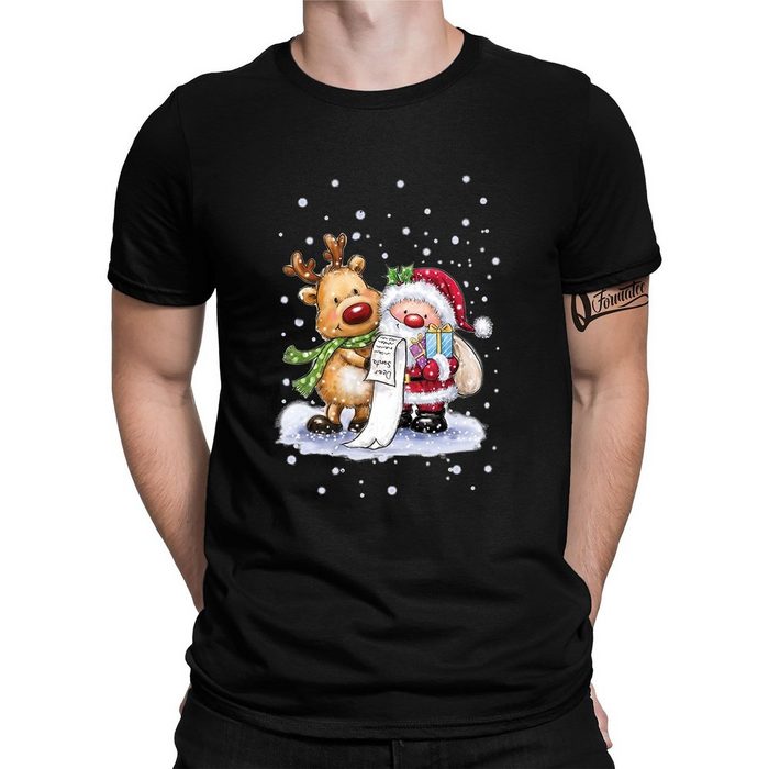 Quattro Formatee Kurzarmshirt Santa Clause Rentier Karikatur Herren T-Shirt (1-tlg)