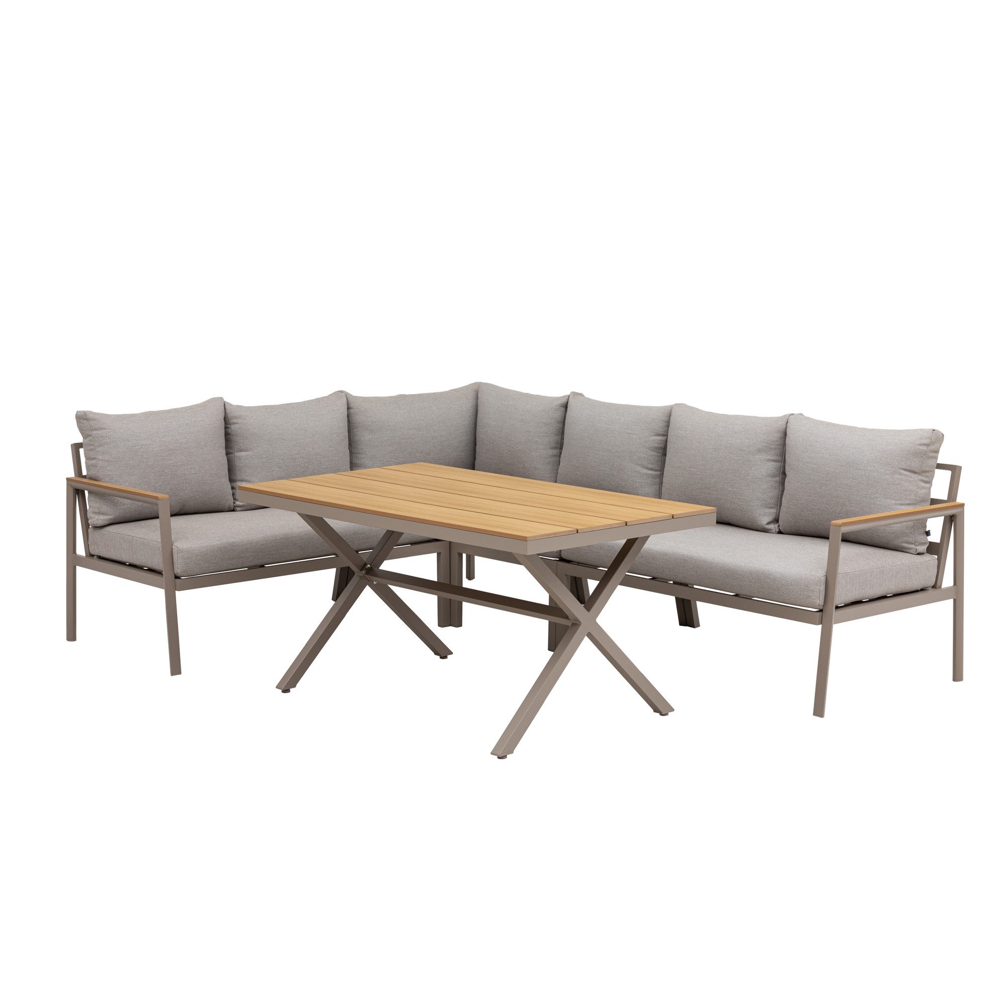 MANDALIKA Garden Loungeset Dining Lounge Set Meran Aluminium / Nonwood
