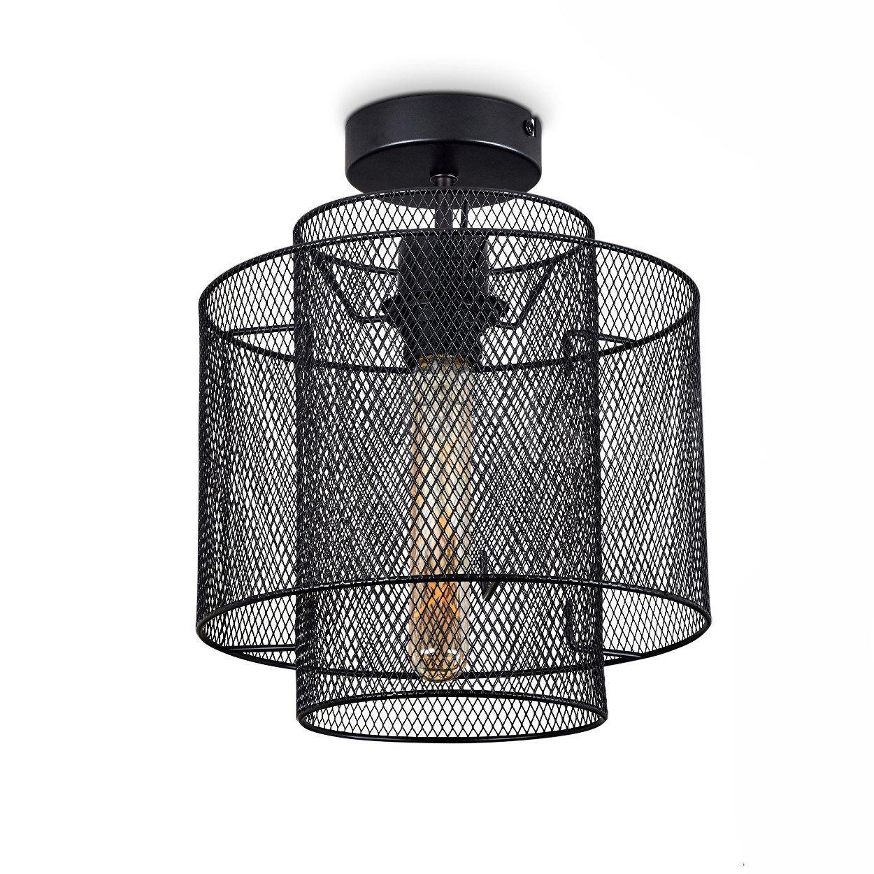 hofstein Deckenleuchte »Quartesana« Deckenlampe aus Metall in Schwarz, Schirm in Gitter-Optik, ohne Leuchtmittel, Ø25cm, Leuchte m. Lichteffekt, 1xE27. € 49,99