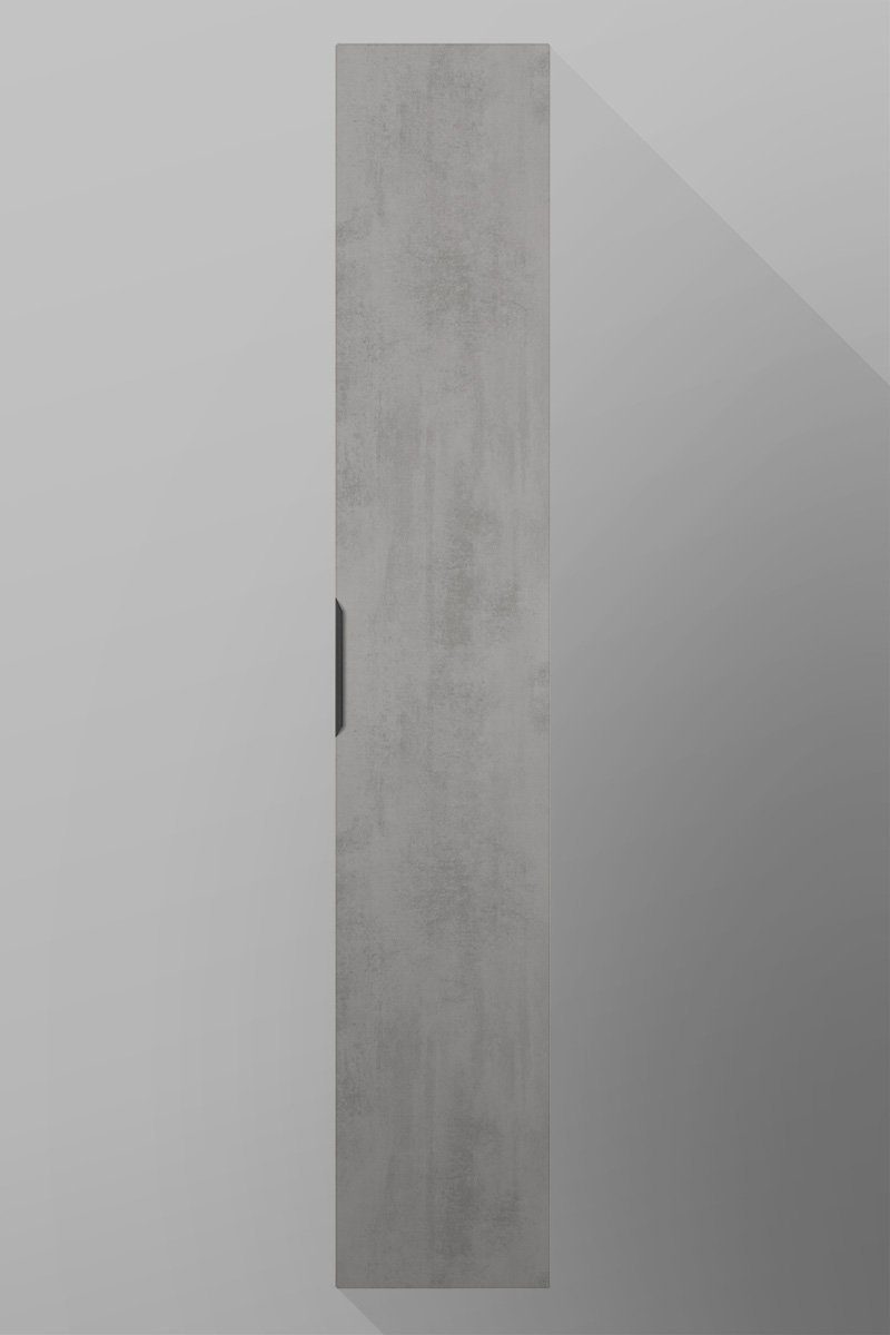 Badezimmerschrank wandhängend mit Beton Tür Einlegeböden Hochschrank badselekt Winkelgriff hoch 30 5 1 mit und cm 180 cm breit