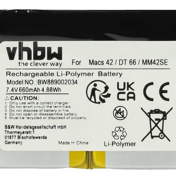 vhbw kompatibel mit Hella Gutmann MM42, DT66, Mega Macs 42 SE, MM66, MM42SE Akku Li-Polymer 660 mAh (7,4 V)