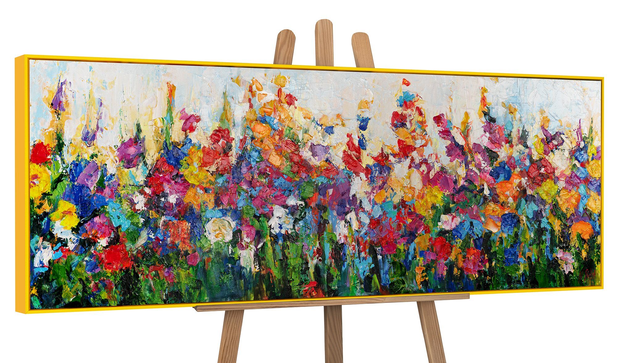YS-Art Gemälde Wirbelwind der Feldfarben, Blumen Mit Rahmen in Gelb