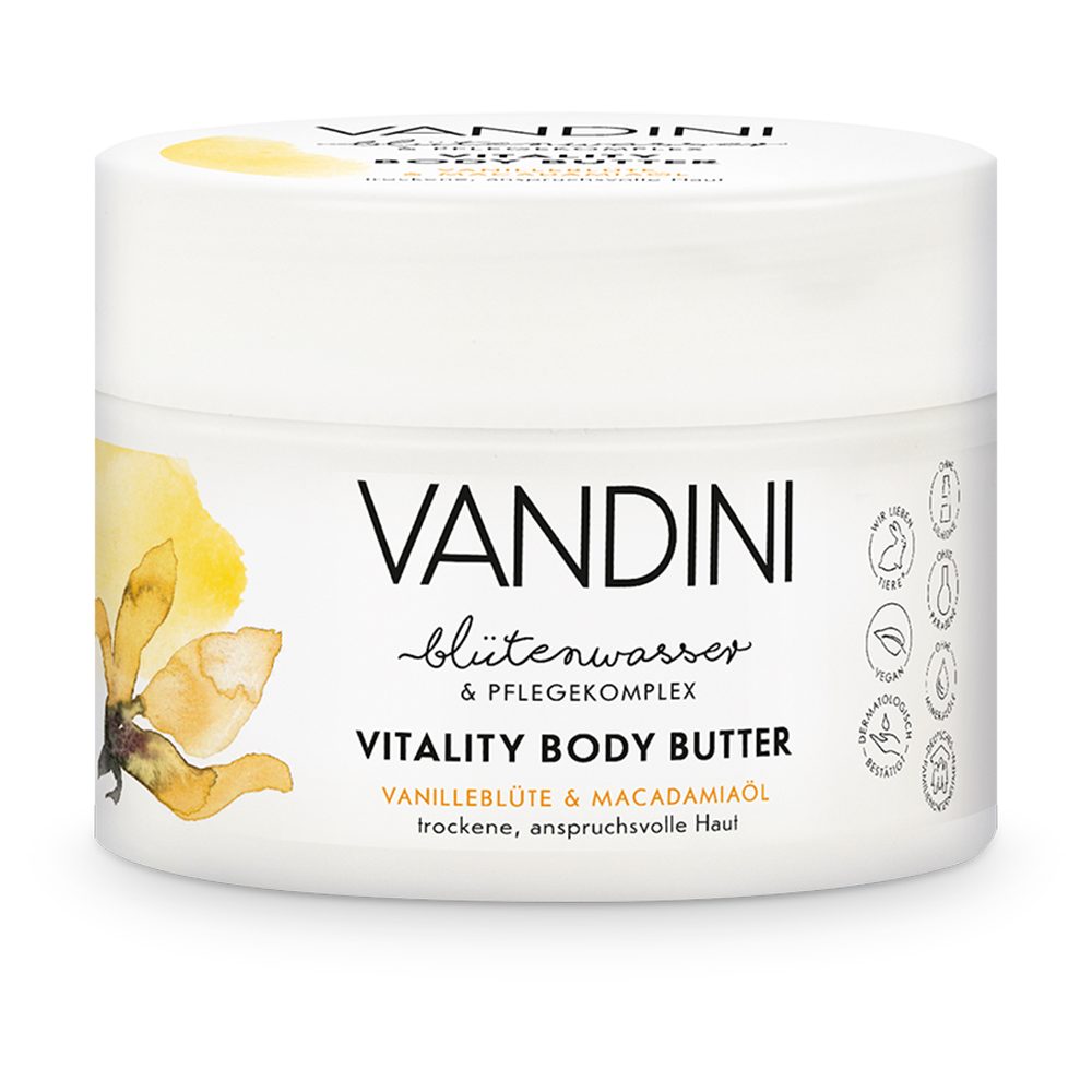 Macadamiaöl, Body Körperbutter & 1-tlg. VANDINI Vanilleblüte VITALITY Butter