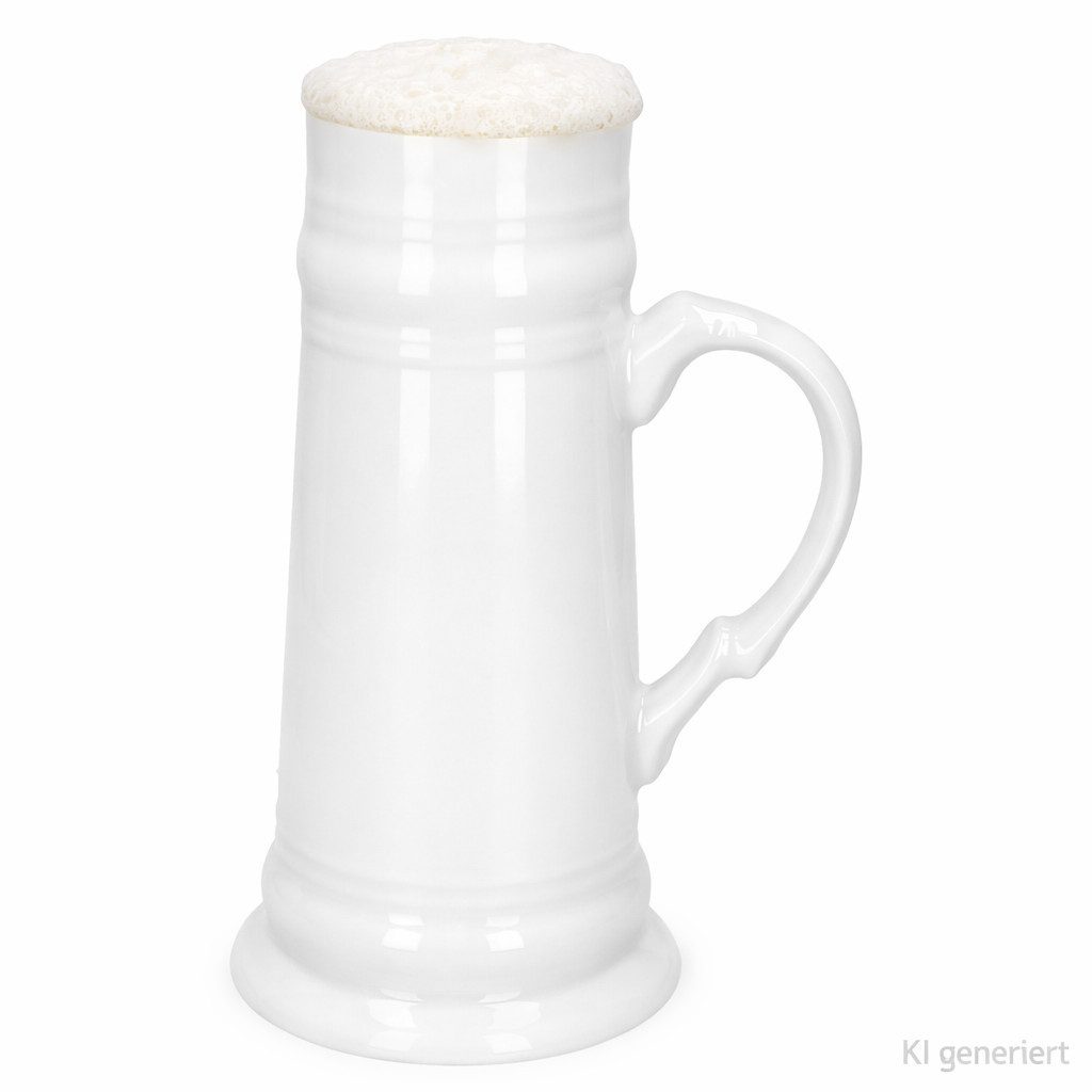 MamboCat Bierglas Fürsten-Krug mit Henkel 0,5L weiß Bierkrug, Keramik