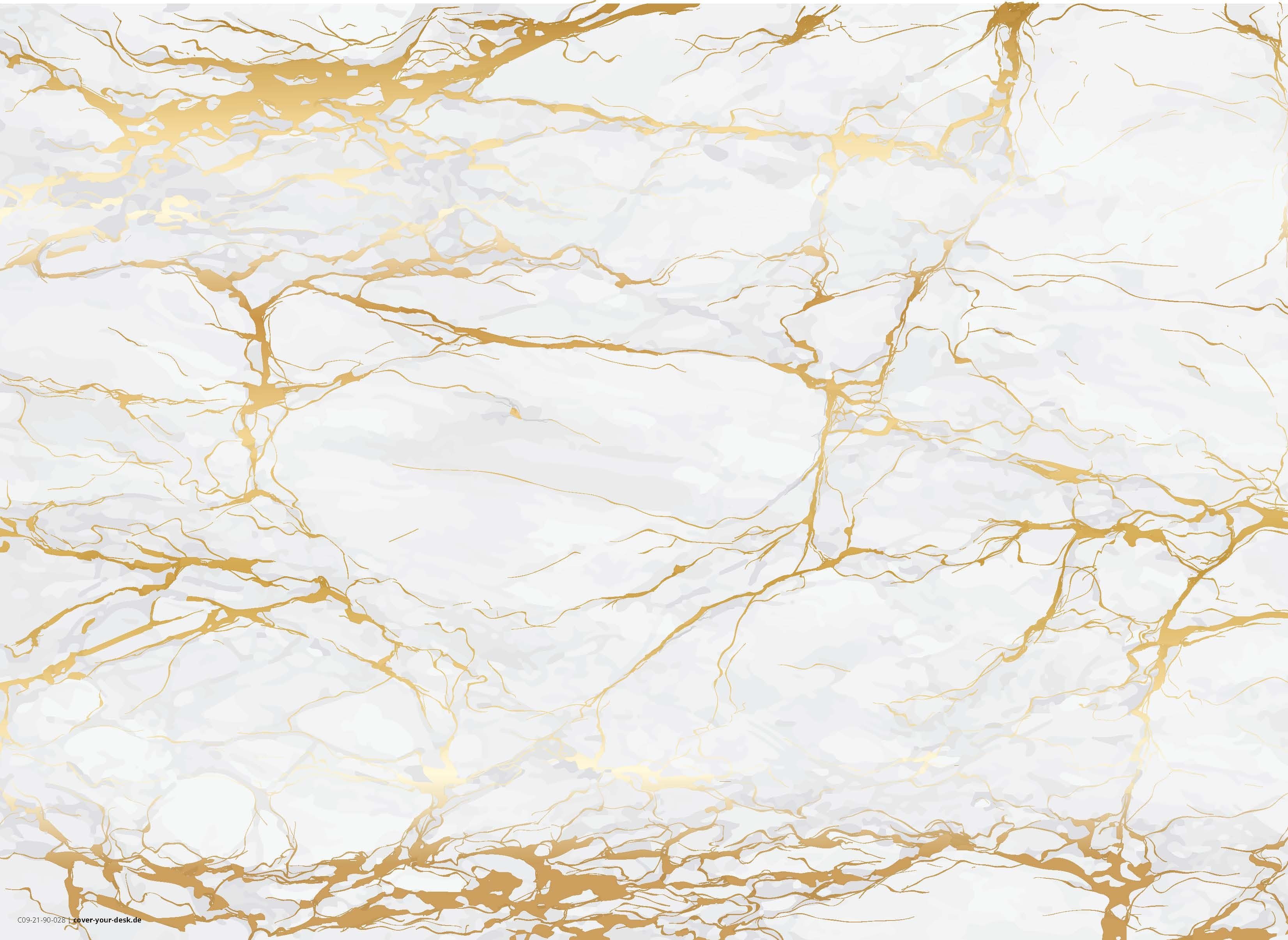 cover-your-desk.de Platzset abwaschbar - Weißer Marmor mit Goldadern, (4-St., aus erstklassigem Vinyl (Kunststoff - BPA-frei), Made in Germany