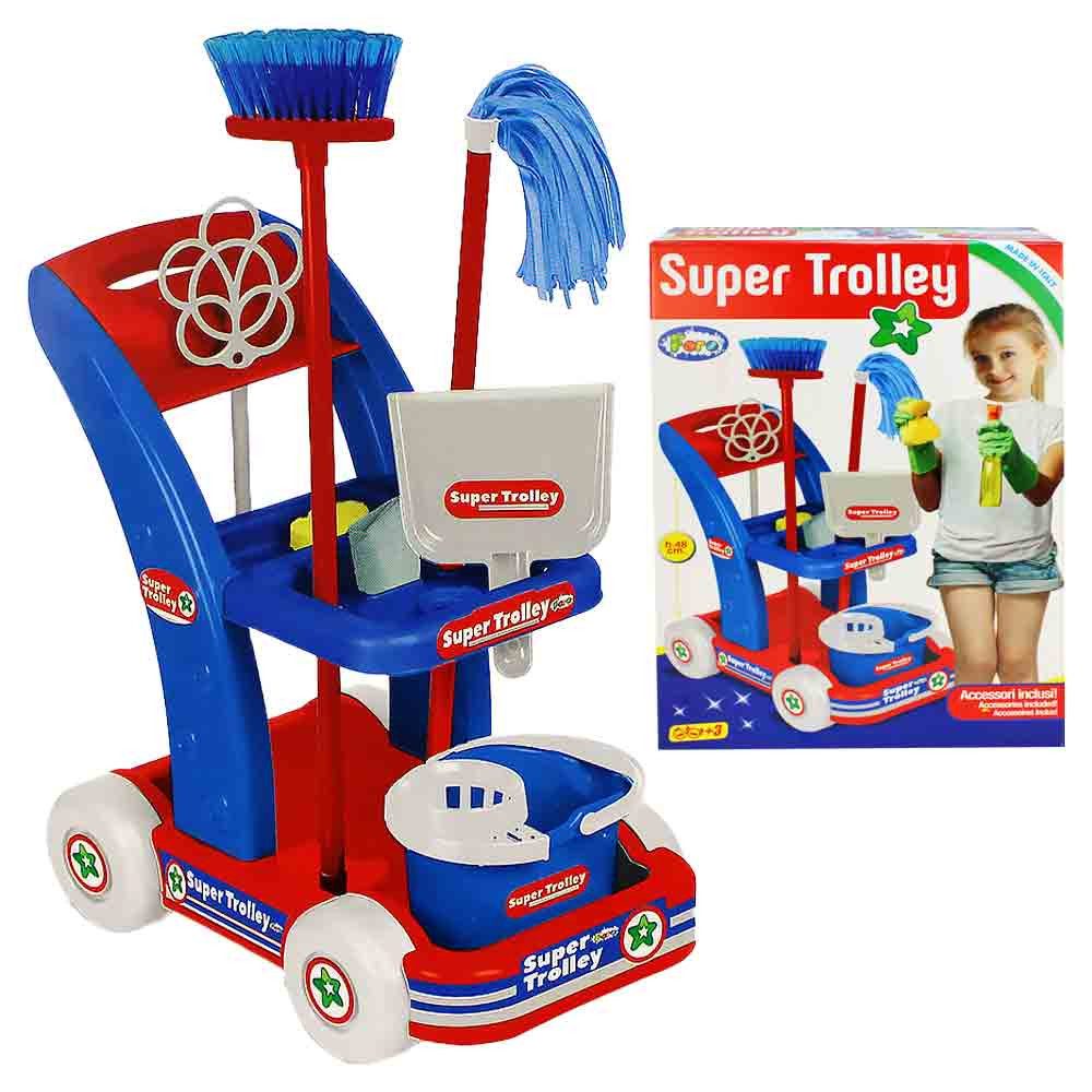 BEMIRO Kinder-Haushaltsset Spielzeug Putzwagen für Kinder - ca. 48 cm
