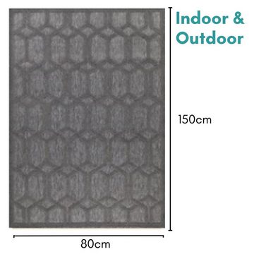 Teppich MY-RUG Outdoor-Teppich "Ross" 150x80 cm, schwarz, Wohnando, rechteckig, Höhe: 8 mm, mit Hoch-Tief-Effekt, unifarben, sehr kuschelig