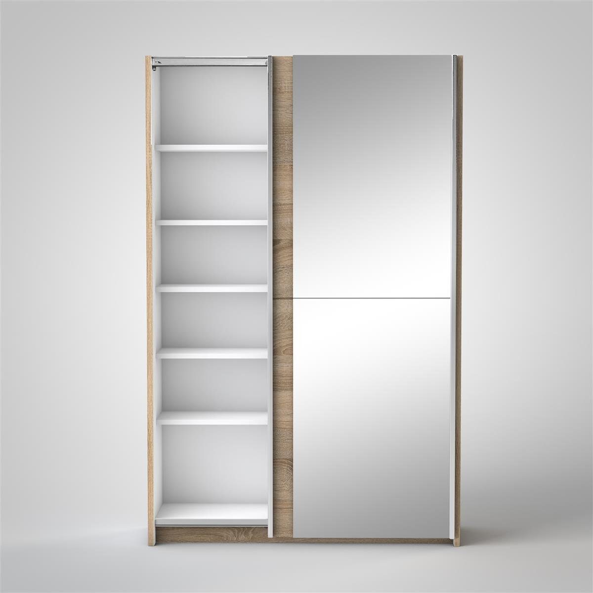 möbelando Kleiderschrank Fred 125 x 196 x 38 cm (B/H/T)