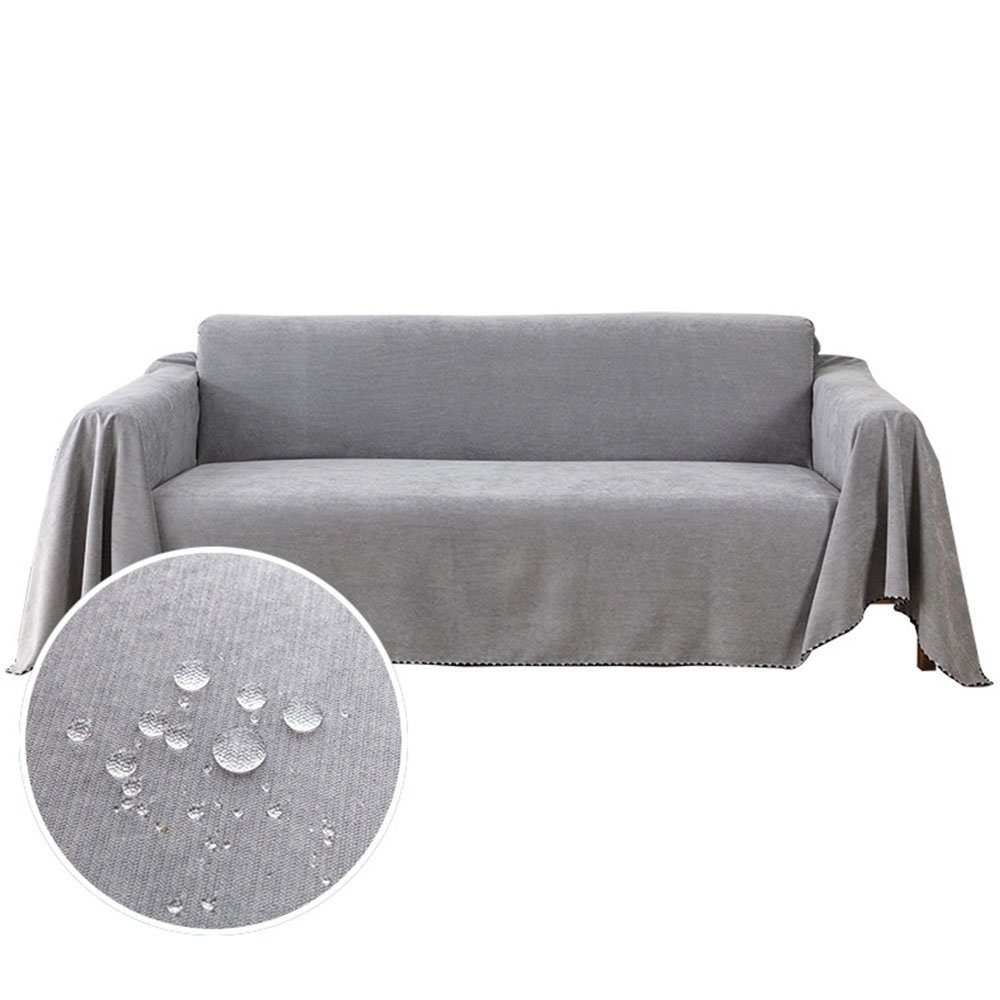 Sofaschoner Sofa Premium 300cm überwurfdecke Grau FELIXLEO x 180