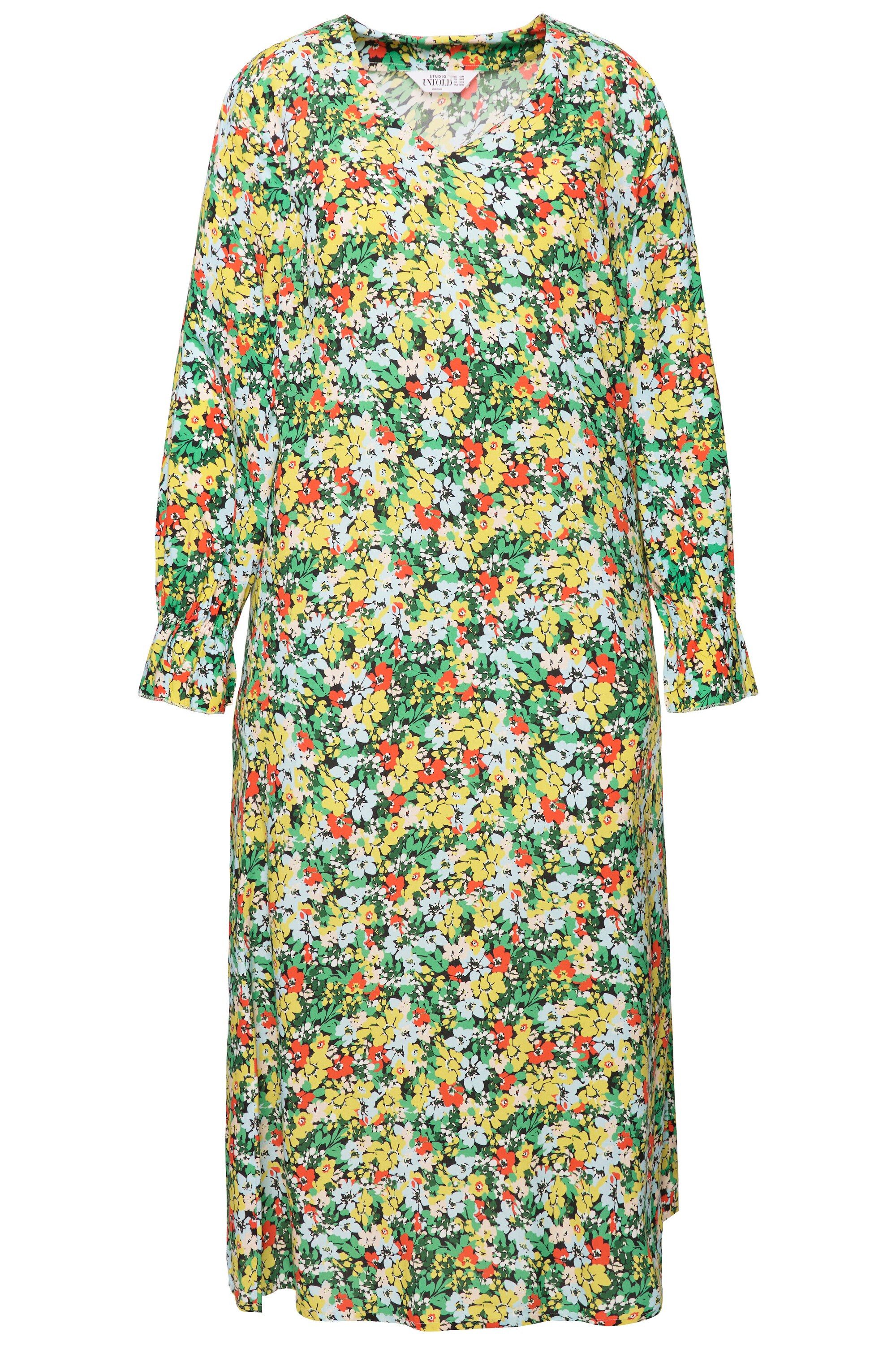 Studio Untold Maxikleid Maxikleid A-Line Flower Print Langarm günstig online kaufen