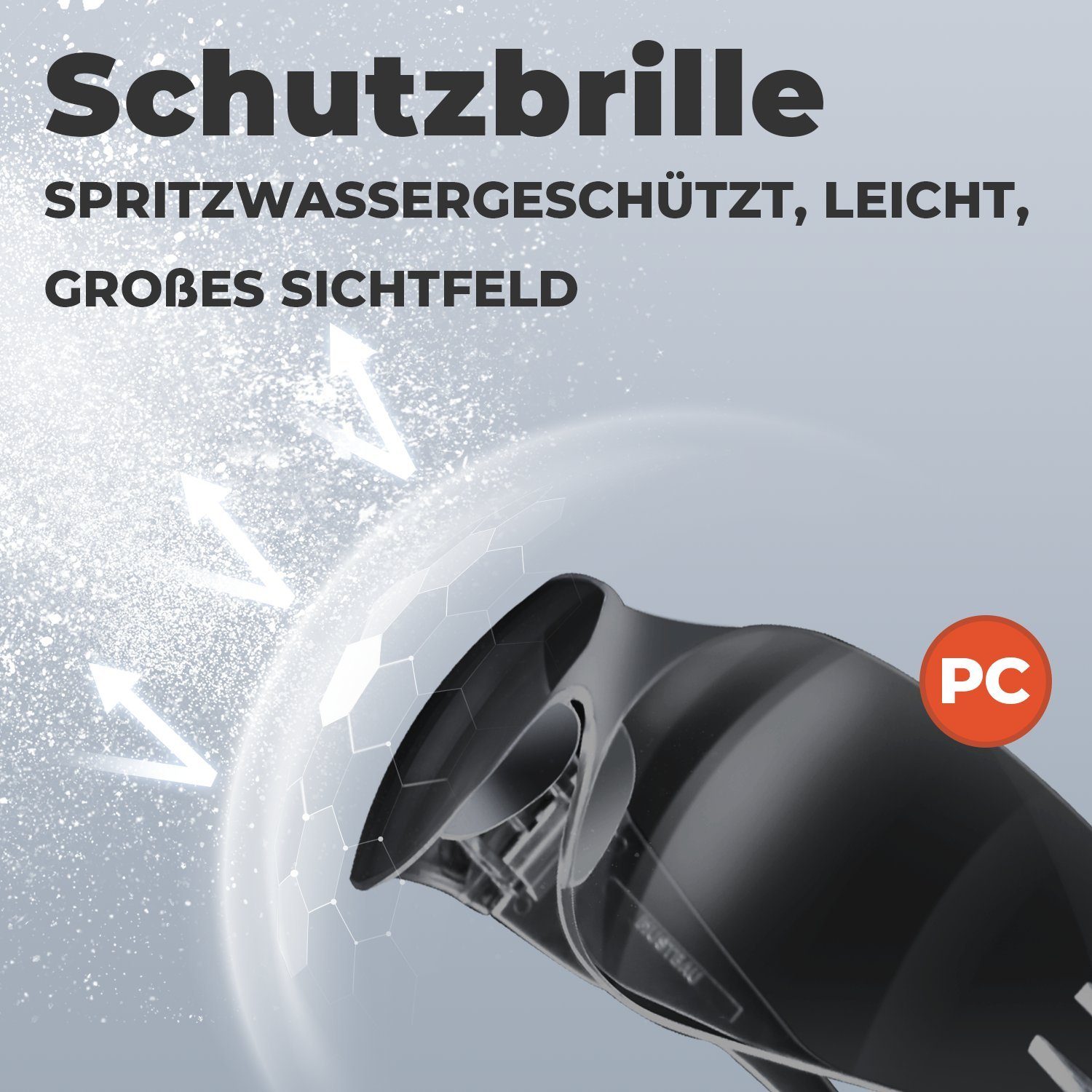 Mustbau Schutzhelm Arbeitshelm, EN397, ABS-Material, 53-63cm Verstellbarer Kopfumfang, Sicherheitshelm Bauhelm mit Anti-Beschlag-Brille und Schweißband