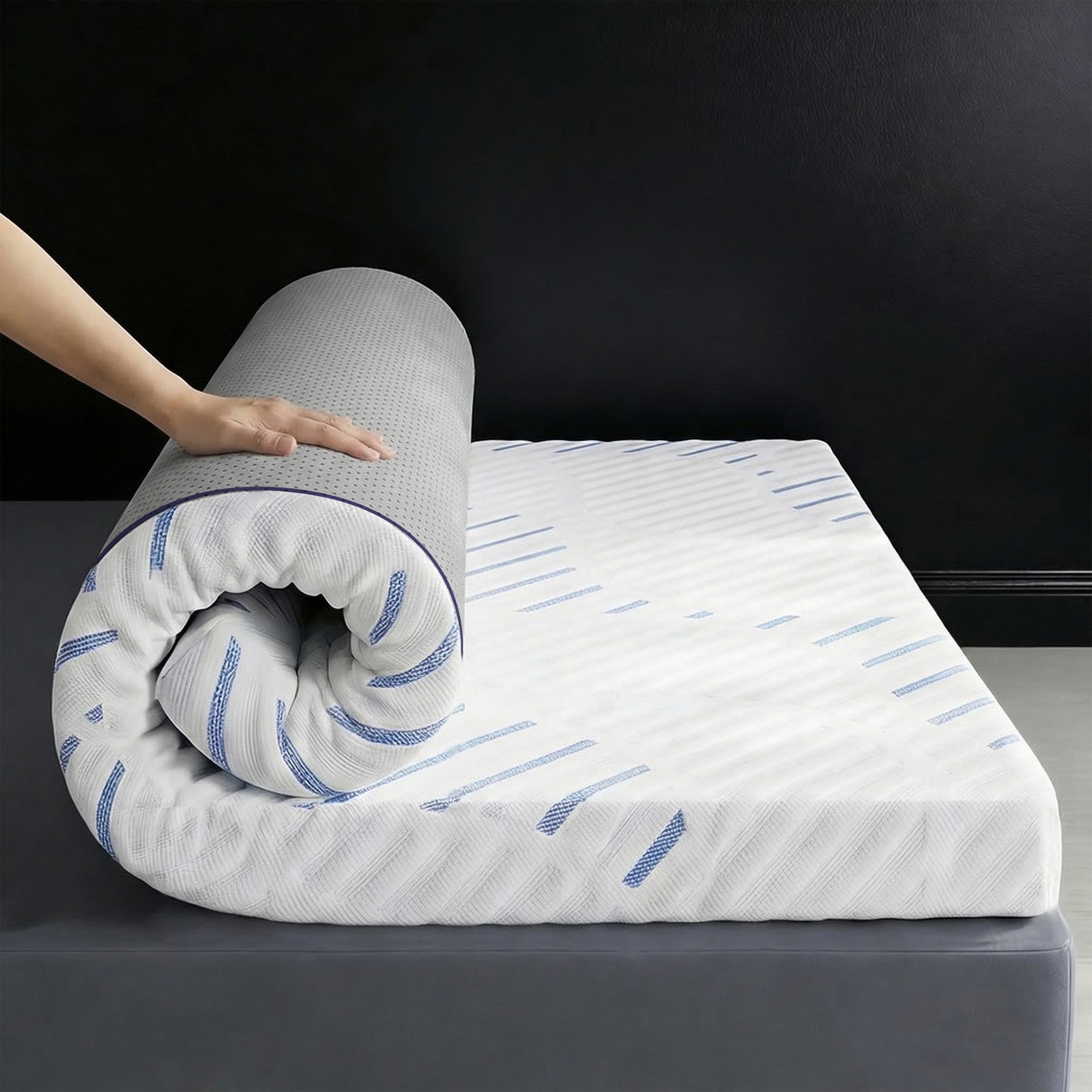 Klyvvo, Topper Matratzentopper H3/H4, mit waschbarem Bezug & Antirutsch, 7.5 cm hoch, Gel-Memory-Schaum, Bambuskohle-Schaum, Matratzenauflage passend für Schlafsofa und Boxspringbett