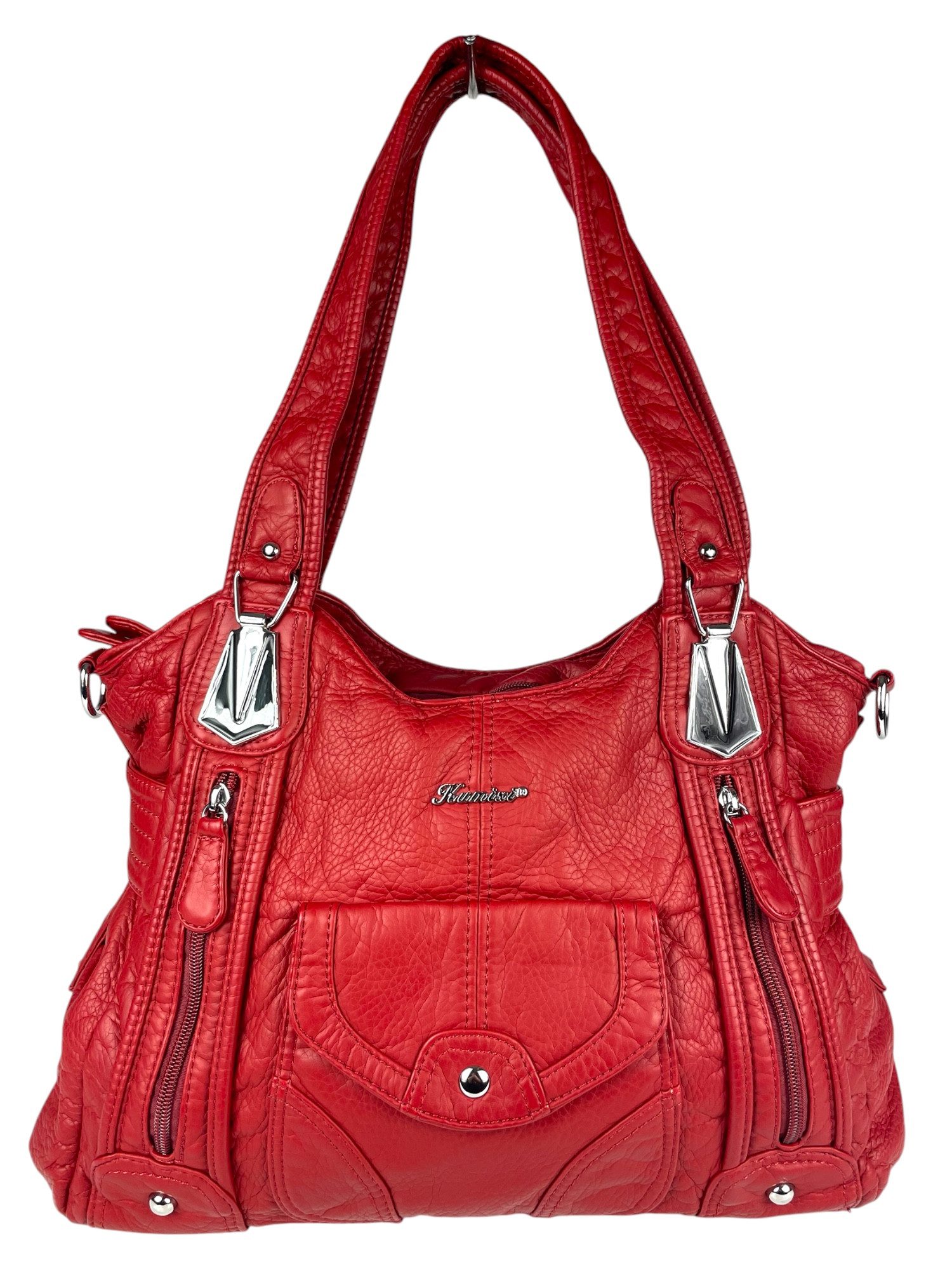 Taschen4life Schultertasche Damen Handtasche AK22106, sportlich modisches Design, abnehmbarer Trageriemen, lange Tragegriffe