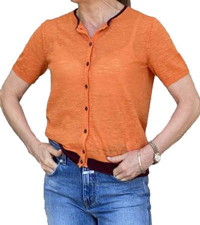 CLOSED Cardigan »CLOSED Cardigan kurzärmelige Damen Strickjacke mit kontrastfarbigen Saum Winter-Cardigan Orange«