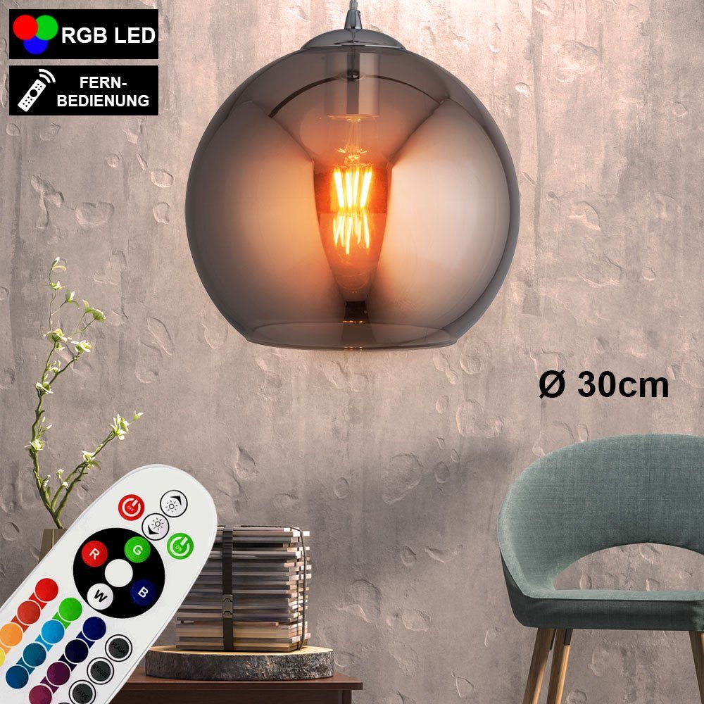 etc-shop LED Pendelleuchte, Leuchtmittel inklusive, Decken Warmweiß, Pendel DIMMBAR Glas Leuchte Lampe Kugel Hänge Farbwechsel