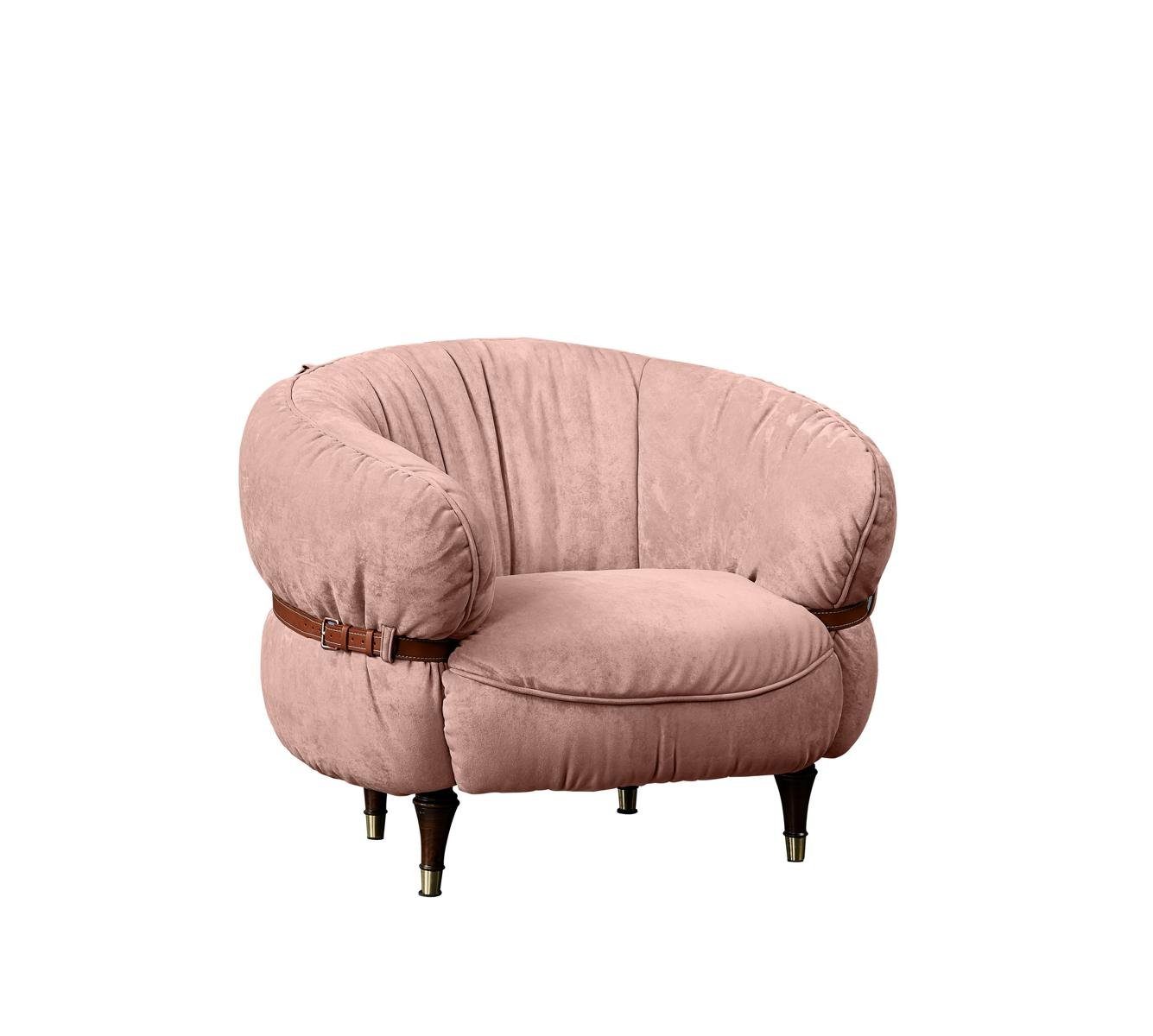 JVmoebel Sessel, Design Sessel Couch Sofa Relax Stoff Lounge Luxus Fernseh Club Polster Rosa