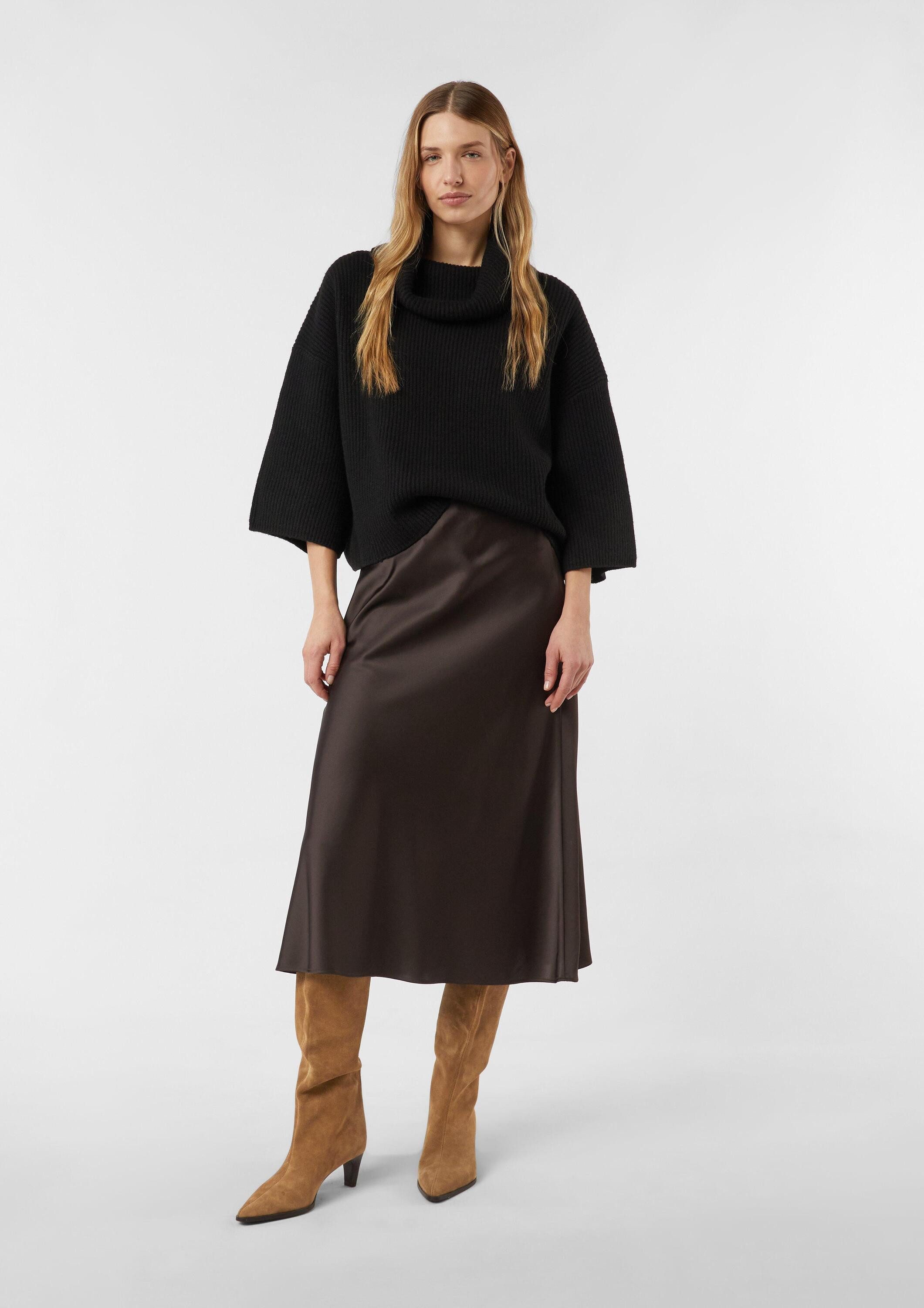 comma Maxirock Rock Fließender Satinrock in Midi-Länge