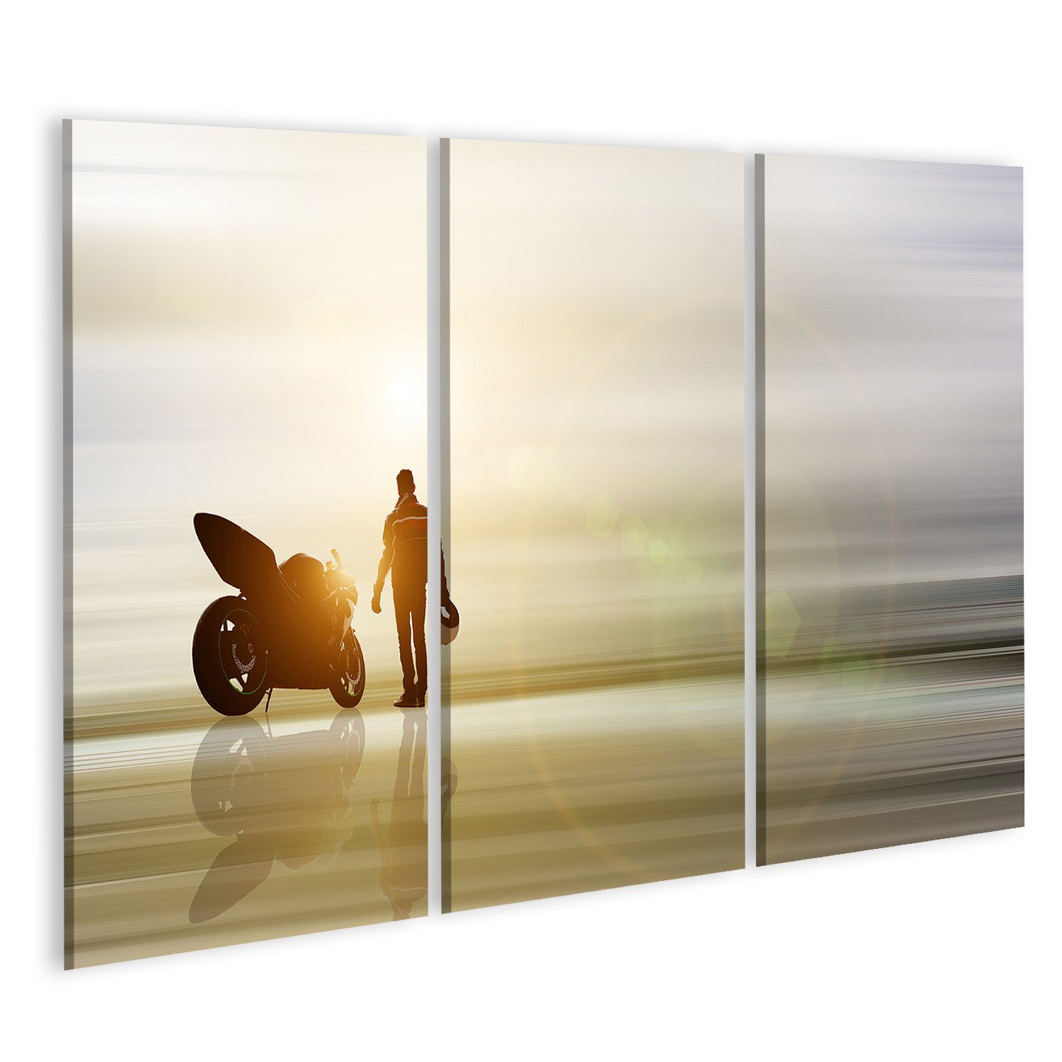 Leinwandbild Bild auf Leinwand Abstrakte Kunst Mit Motorrad Und Unscharfen Hintergr