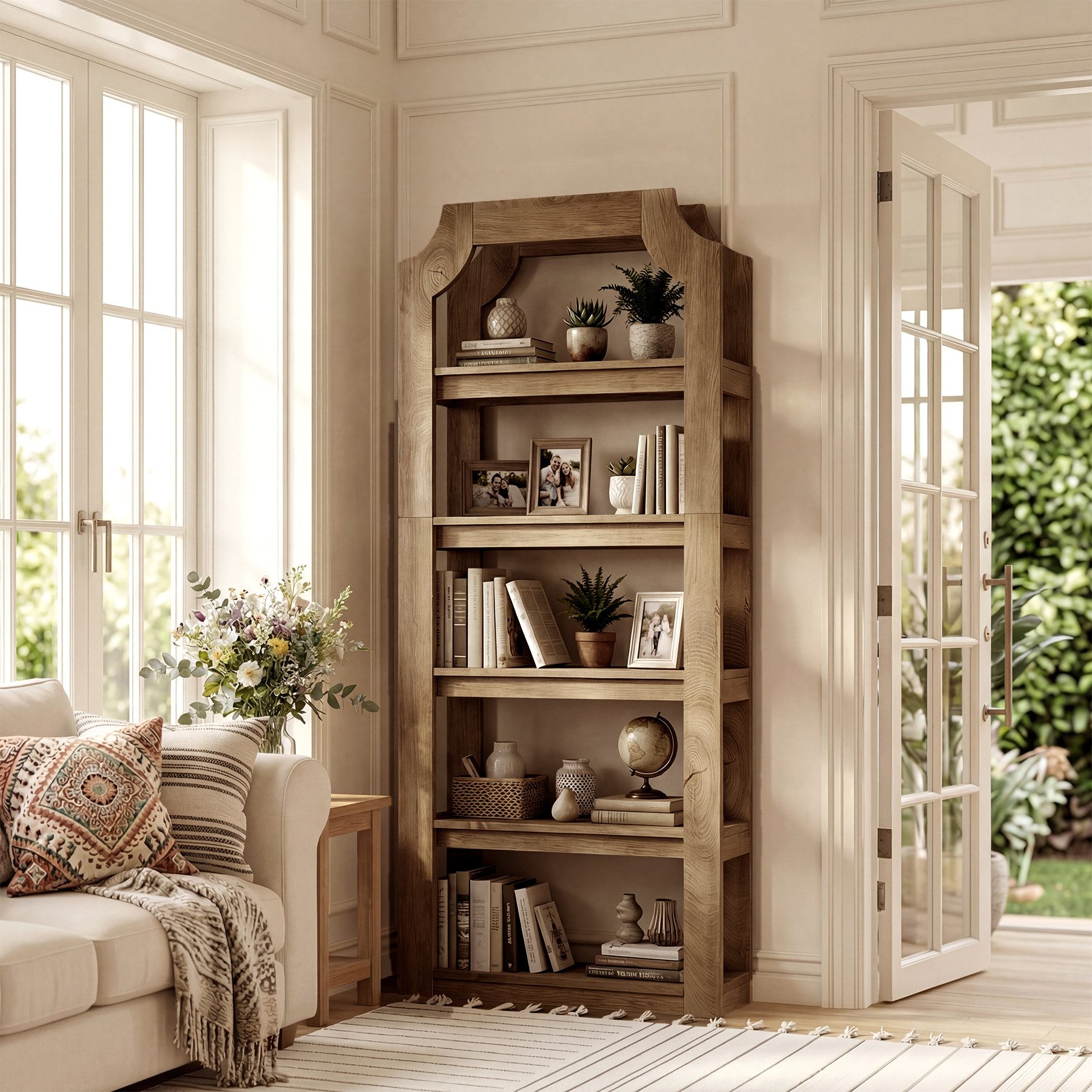 Tribesigns Bücherregal 180 cm hohes, 5-stöckiges Bücherregal aus Holz im Landhausstil, freistehenden Bücherregalen