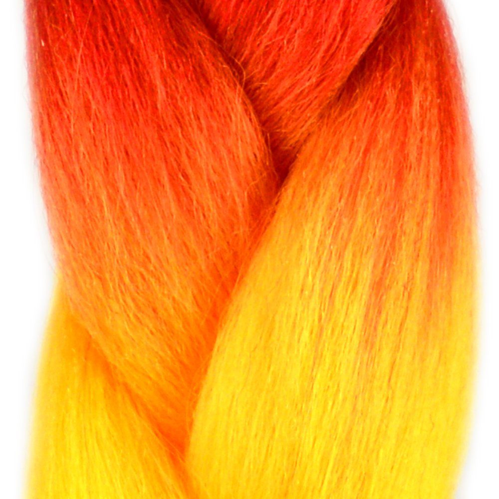 3-farbig 3er Kunsthaar-Extension MyBraids 31-CY Zöpfe Flechthaar YOUR BRAIDS! im Braids Rubinrot-Sonnengelb-Orange Jumbo Pack
