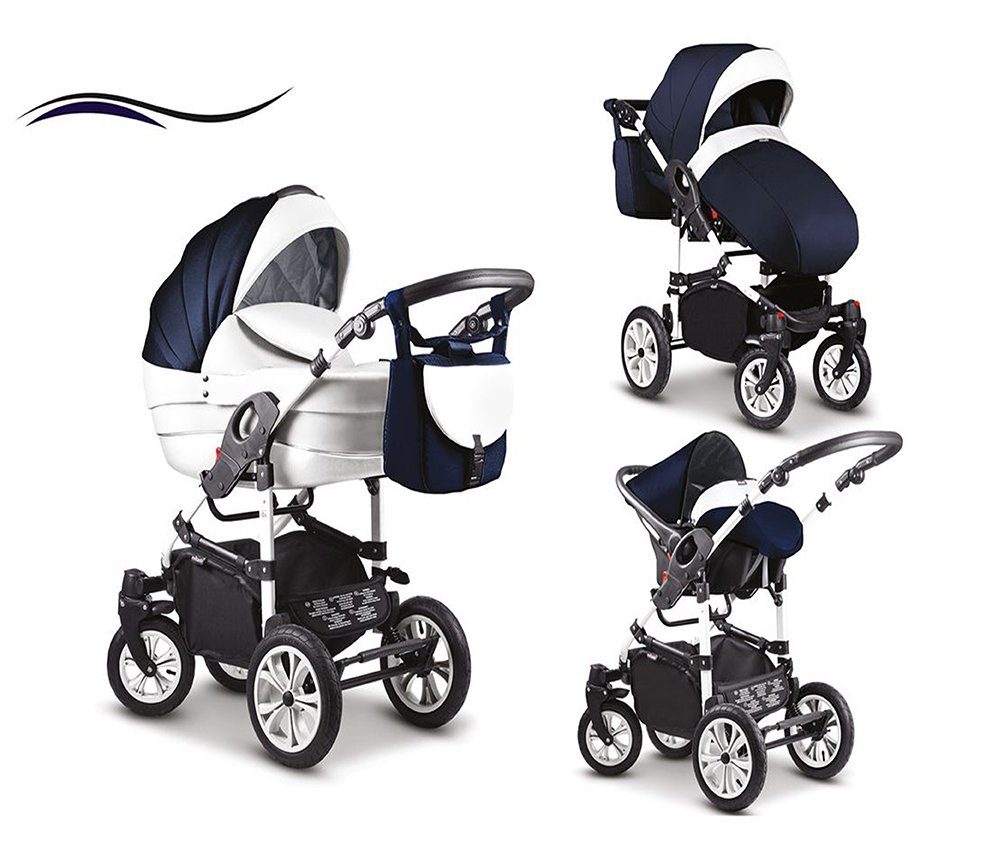 41 in 3 Farben Weiß-Navy - Cosmo - Teile in Kinderwagen-Set babies-on-wheels Kombi-Kinderwagen 16 1