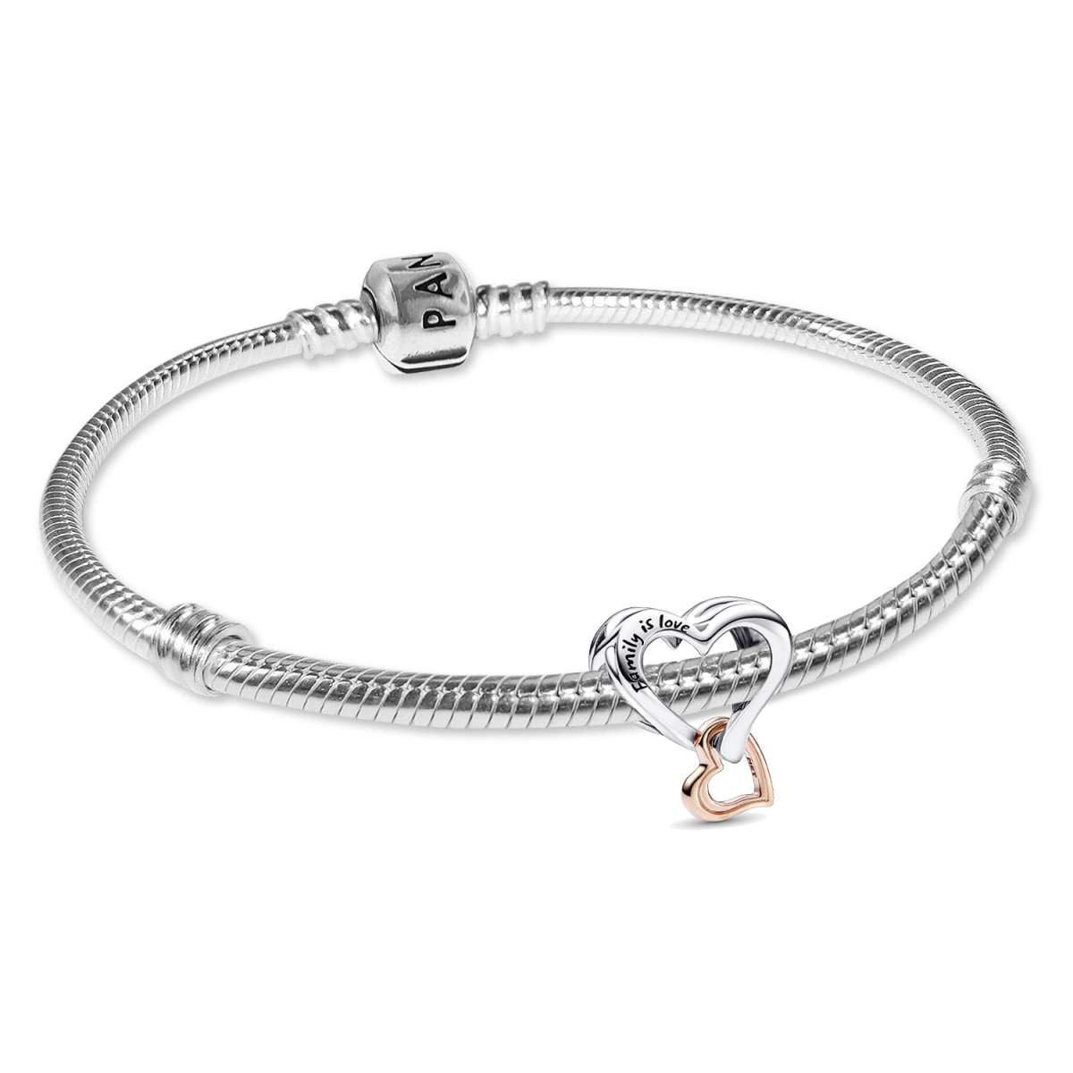 Pandora Armband 21524, Damenarmband Starter-Set Silber Zweifarbiges Unendlichkeitsherz