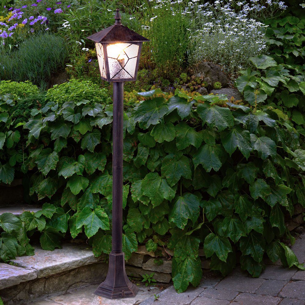 etc-shop Außen-Stehlampe, Leuchtmittel nicht inklusive, Stand Alu Laternen Weg Außen Beleuchtung Garten Set 2er Lampen