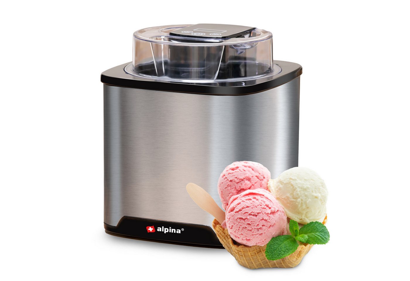 Alpina Eismaschine alpina Eismaschine 2L für Eiscreme, Frozen Joghurt & Sorbet, 12 W