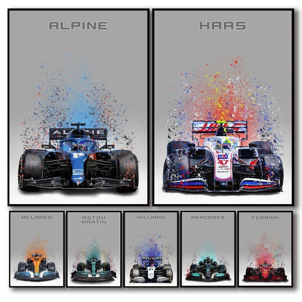 JUSTGOODMOOD Poster Formel 1 Rennwagen Aquarell Deko Print ohne Rahmen WLLAMS 21x30 cm, WILLIAMS (1 St)