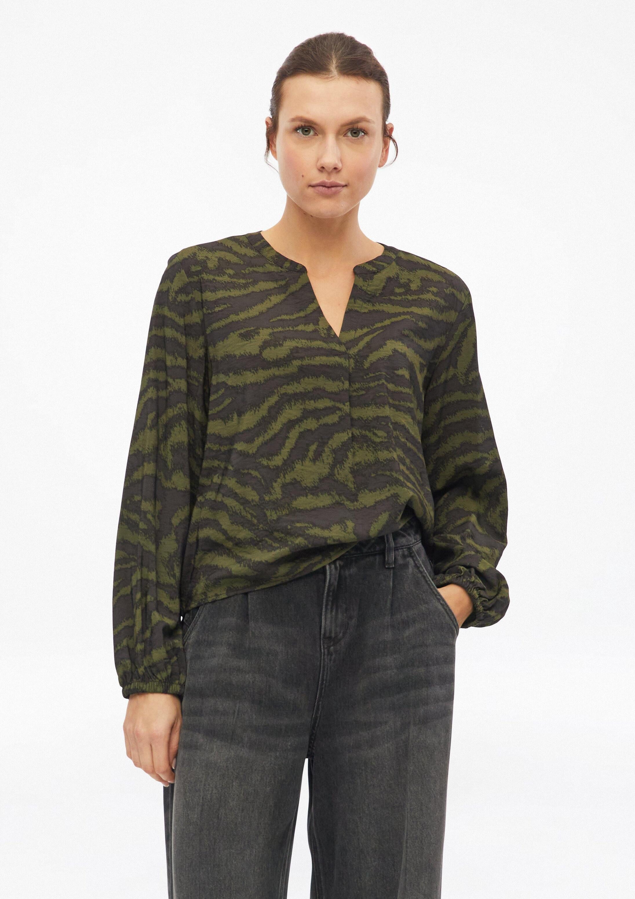 s.Oliver Langarmbluse Bluse Bluse mit Animal-Print und Raffung