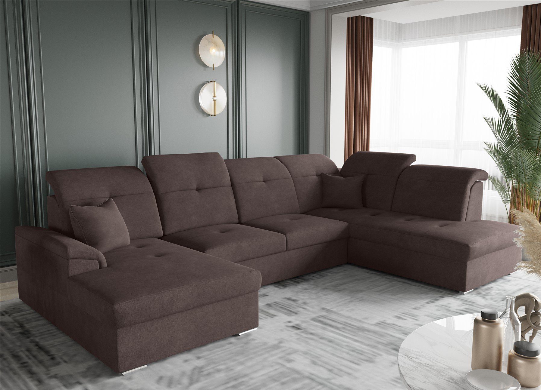 Fun Möbel Wohnlandschaft Wohnlandschaft FREJA mit Schlaffunktion, mit Bettkasten