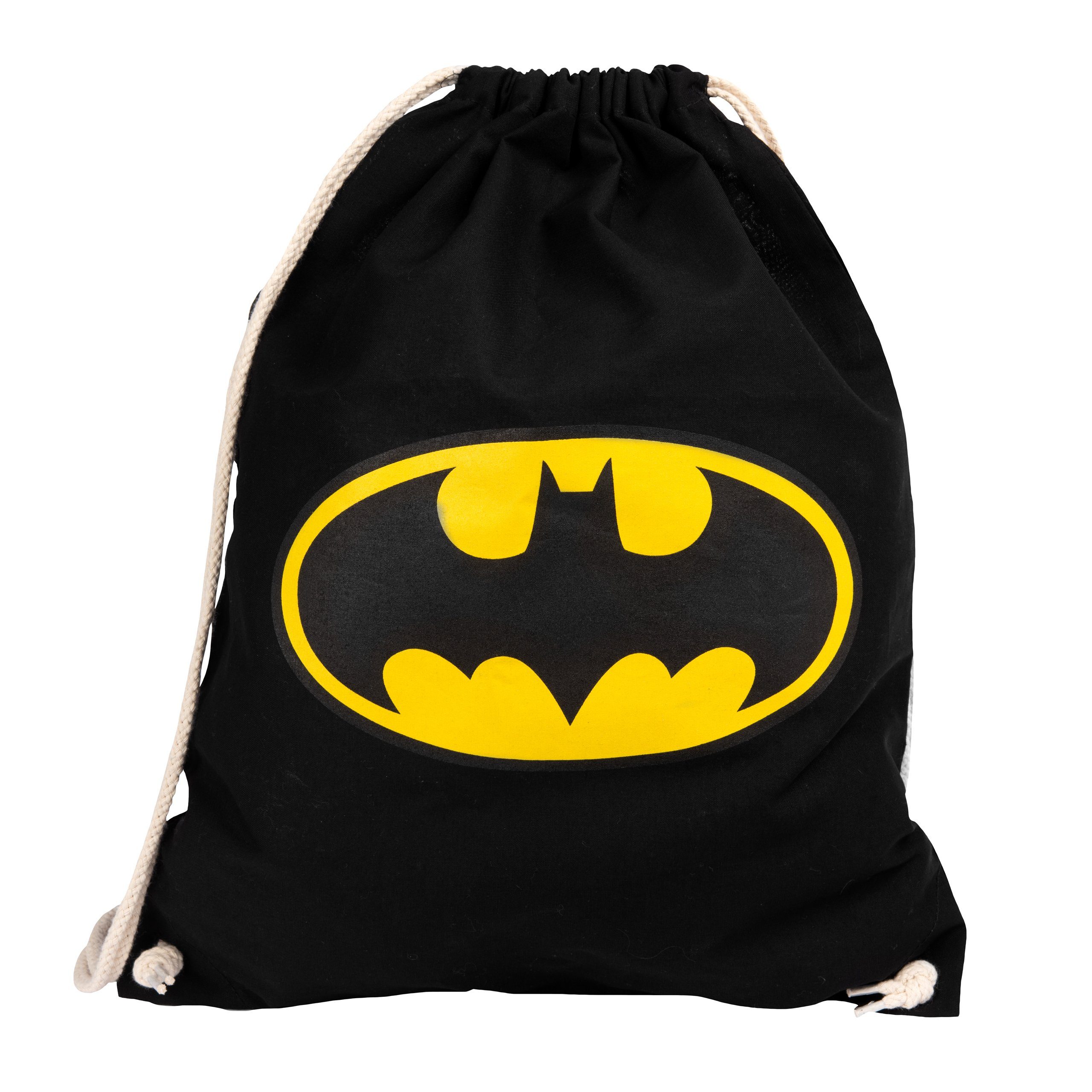 United Labels® Gymbag Turnbeutel - Kordelzug Stoffrucksack Comics Batman Schwarz DC mit