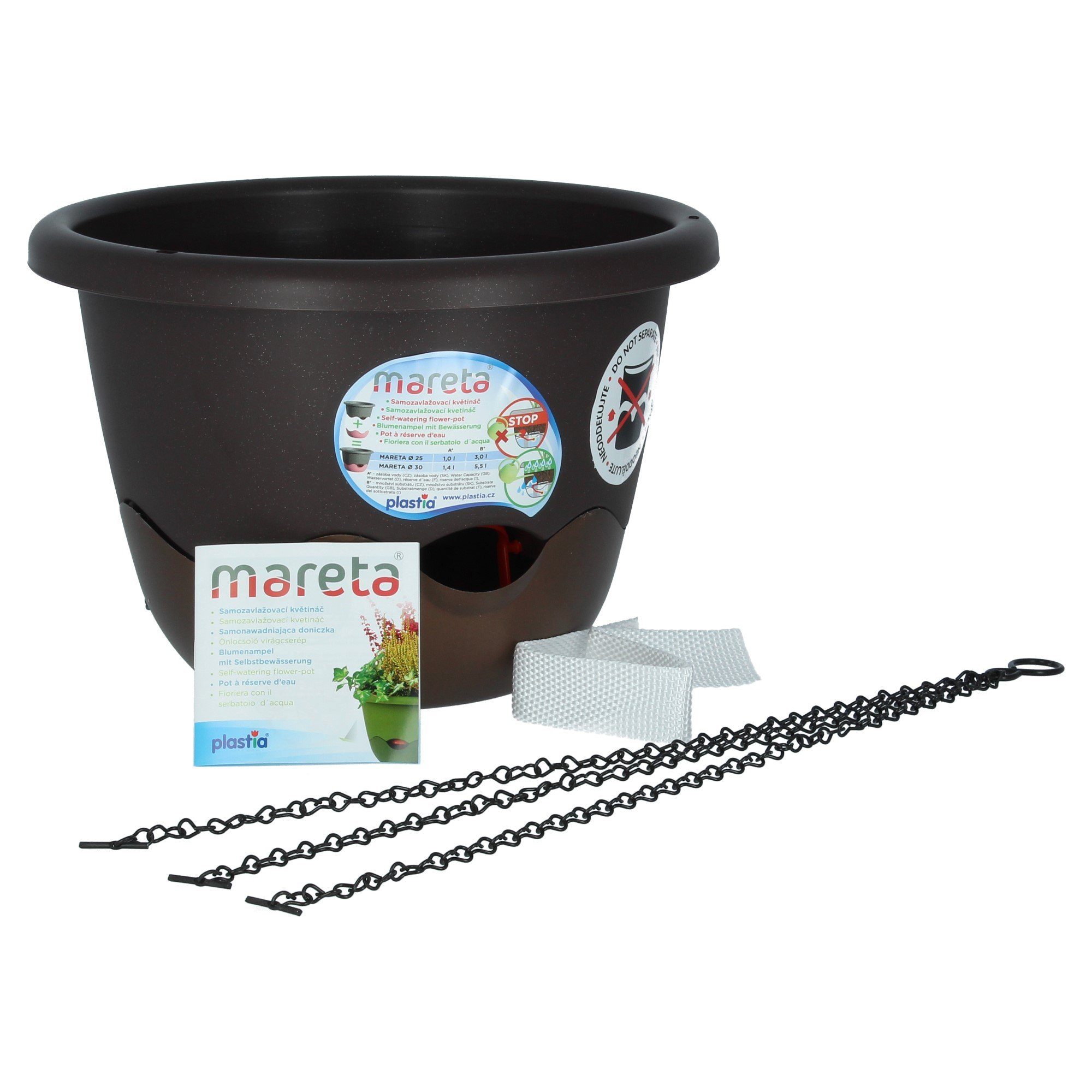 Mareta 30 PLASTIA Braun/Bronze mit Blumenampel Erdbewässerung